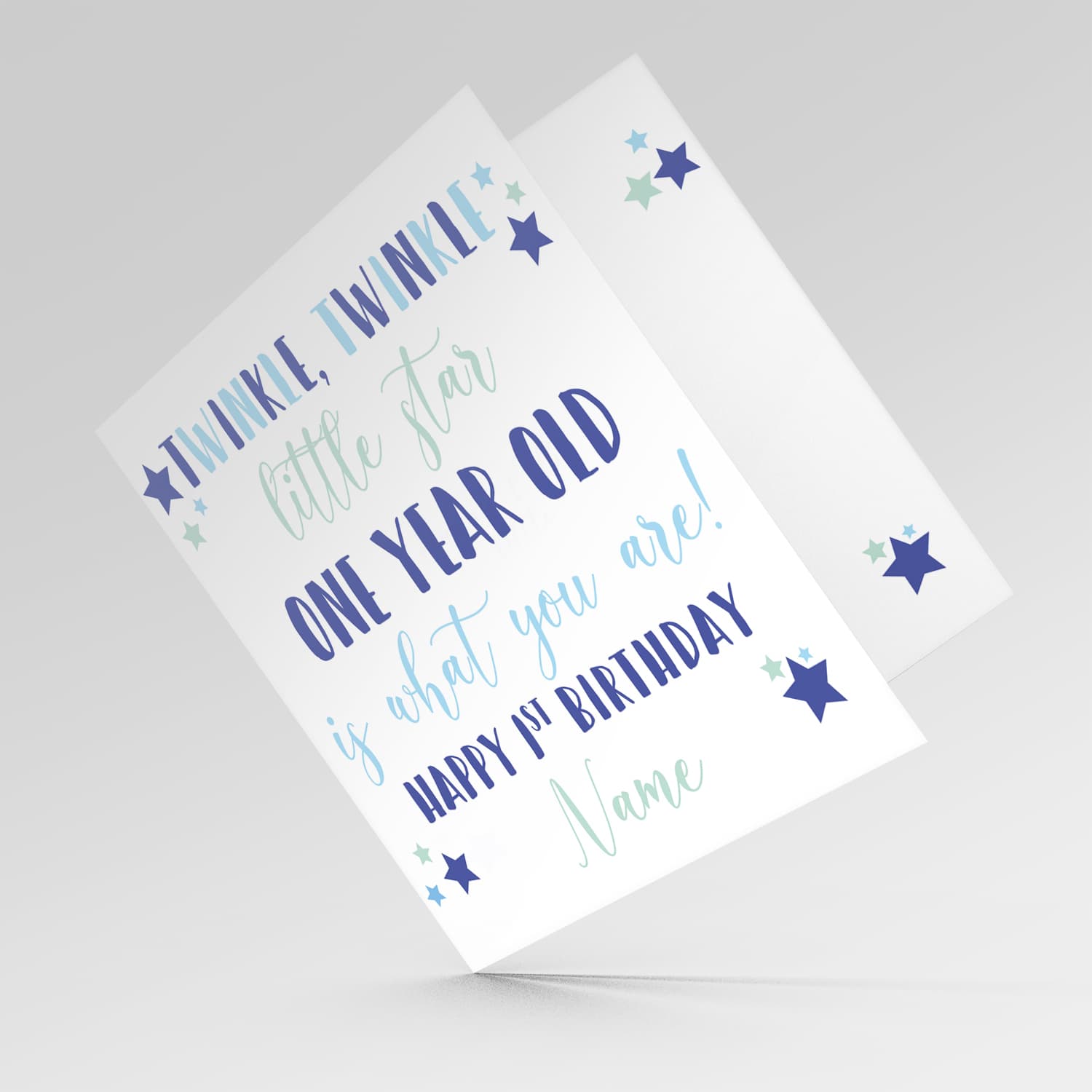 Twinkle twinkle little star birthday card for boys FIRST year in English (Personalisable)