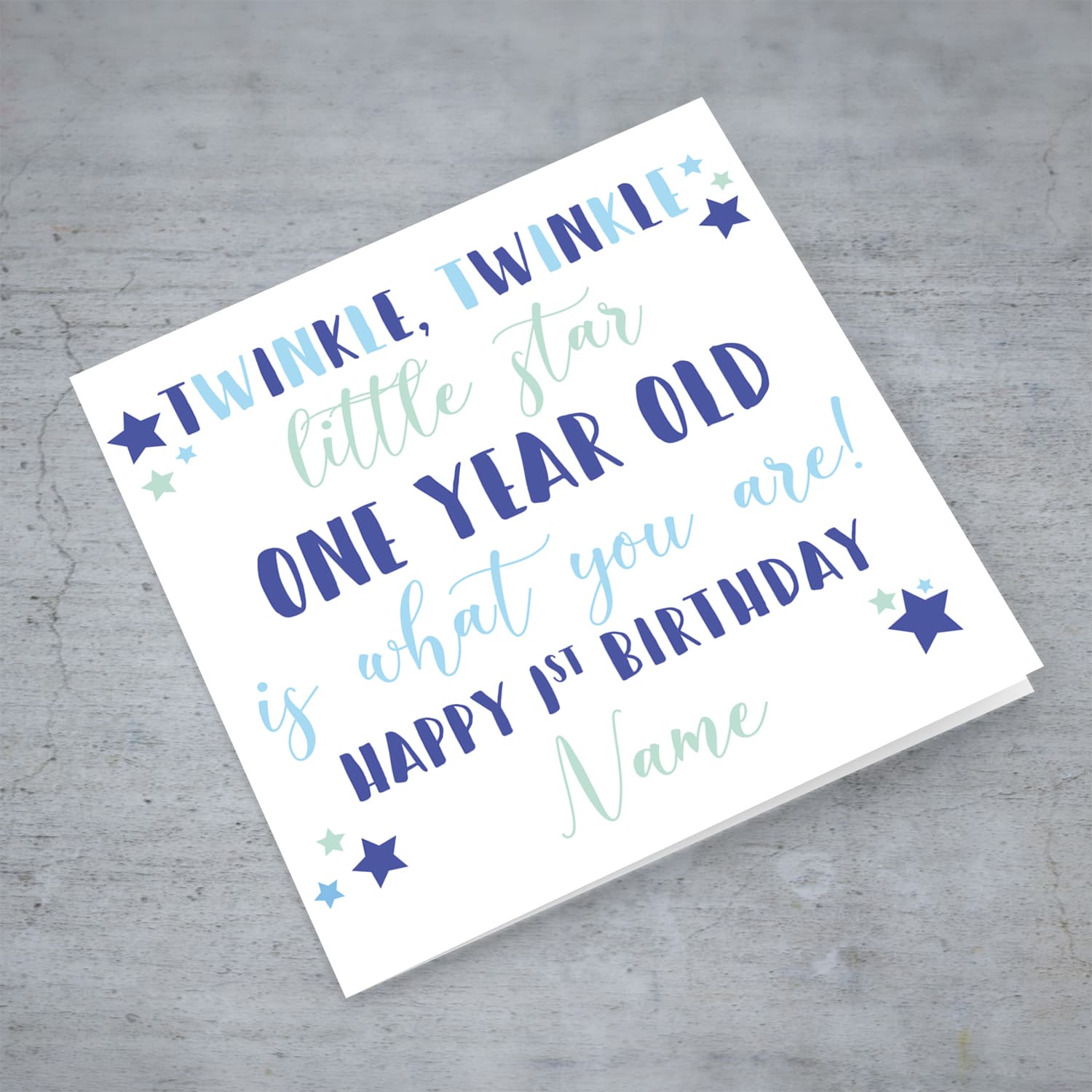Twinkle twinkle little star birthday card for boys FIRST year in English (Personalisable)