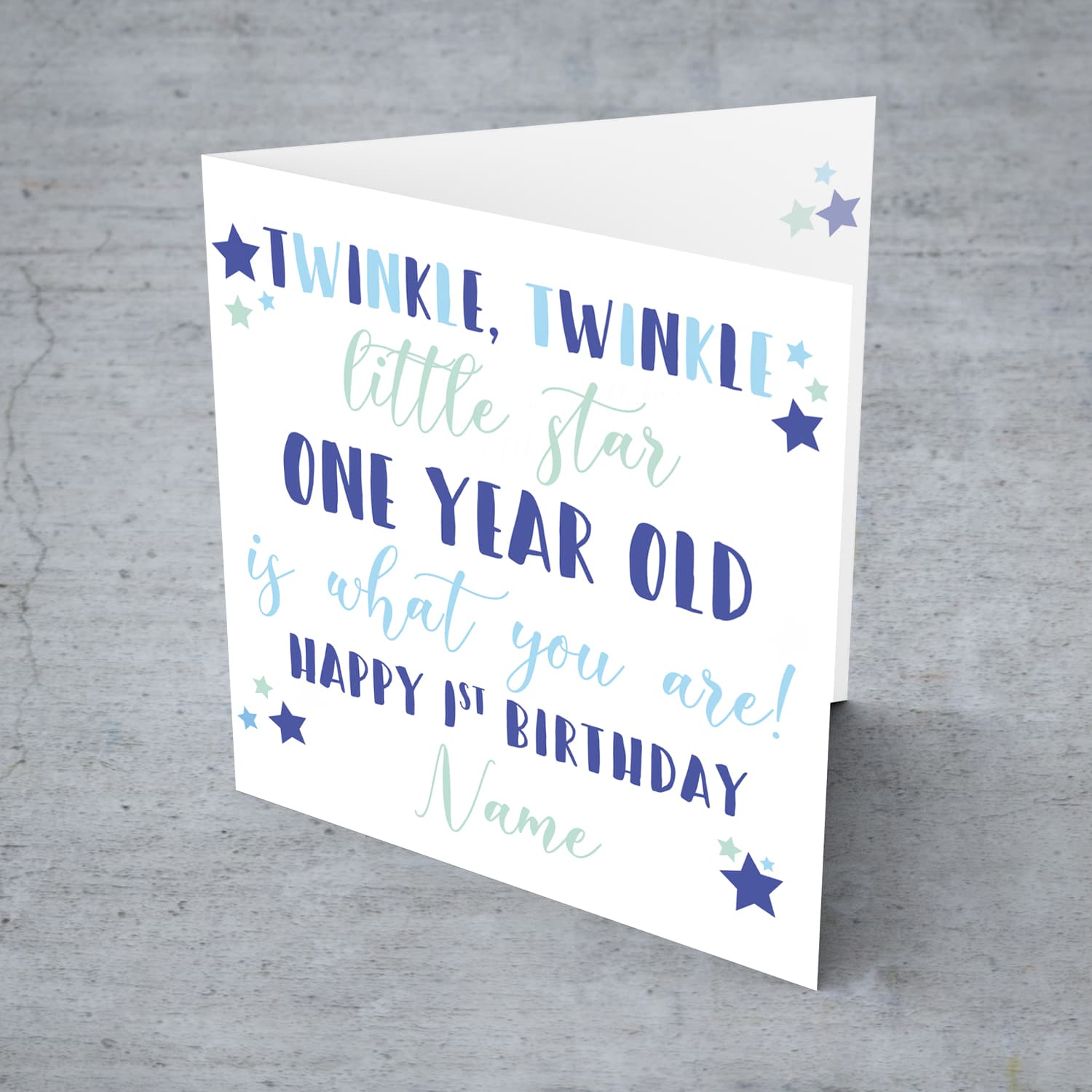 Twinkle twinkle little star birthday card for boys FIRST year in English (Personalisable)
