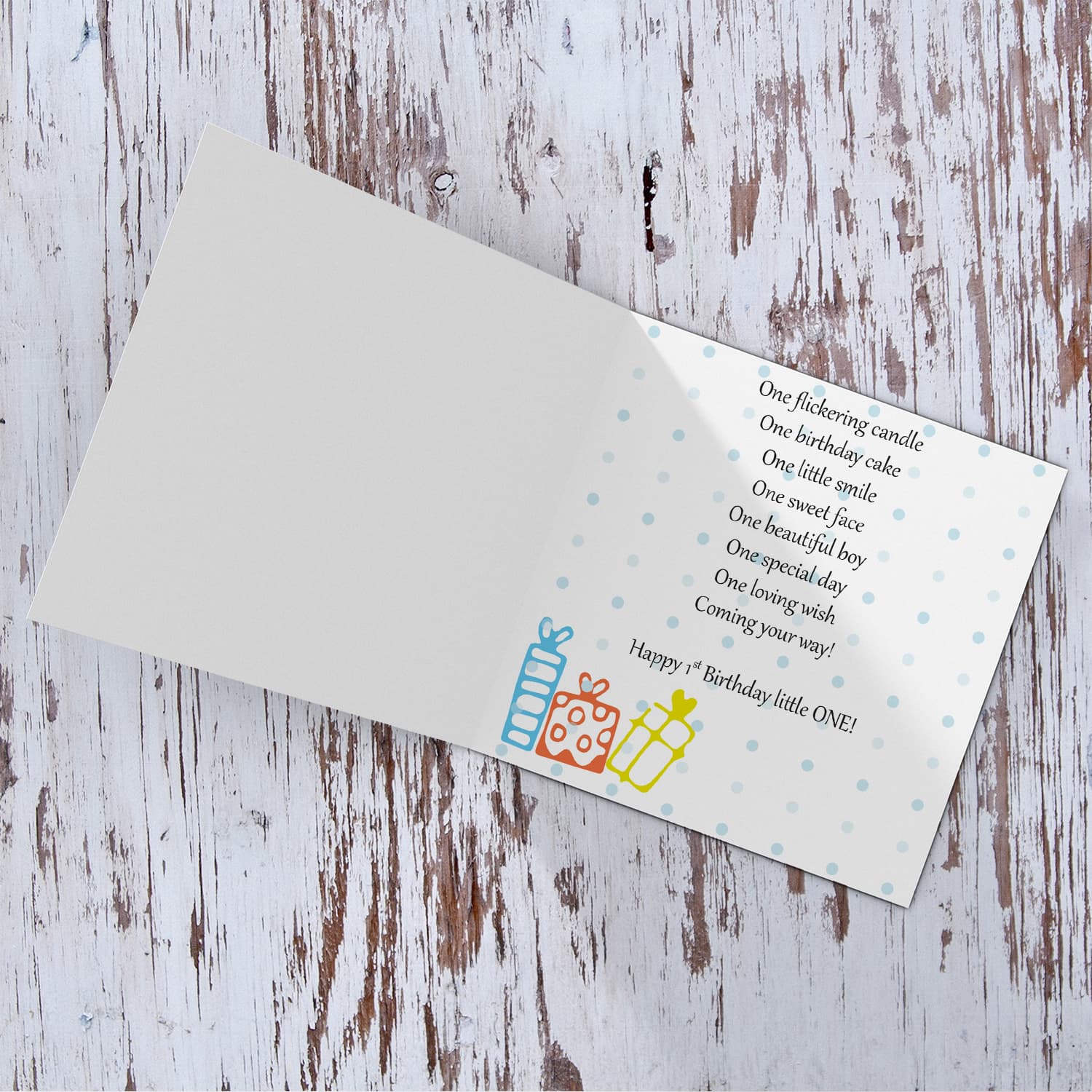 Moon and Stars themed First Birthday Personalisable Card in English