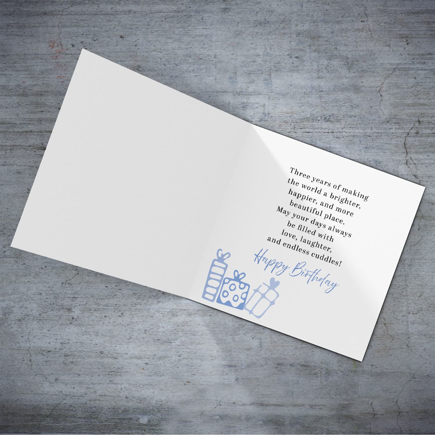 A cute 3rd Birthday card - featuring cute forest animals and trees in English (Personalisable)