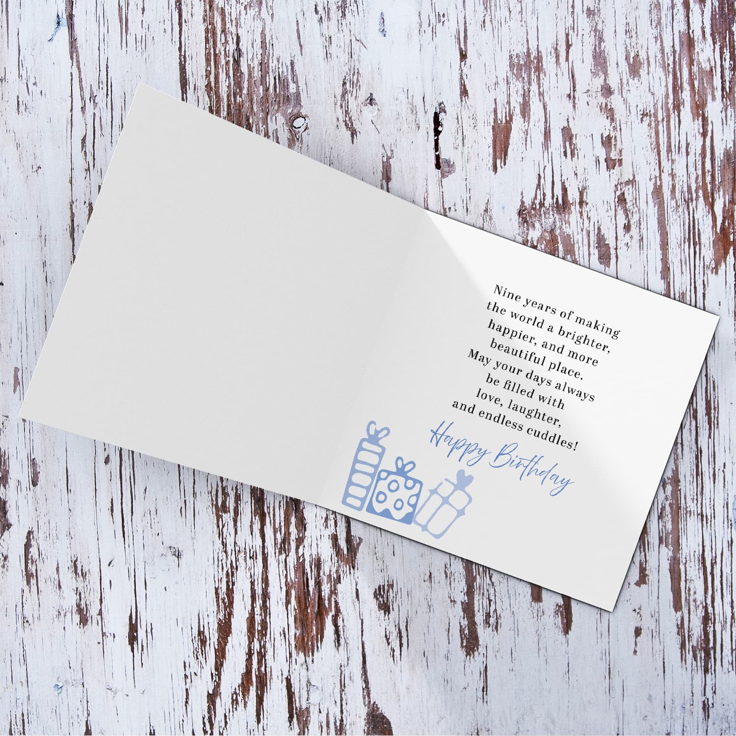 A cute 9 thBirthday card - featuring cute forest animals and trees in English (Personalisable)