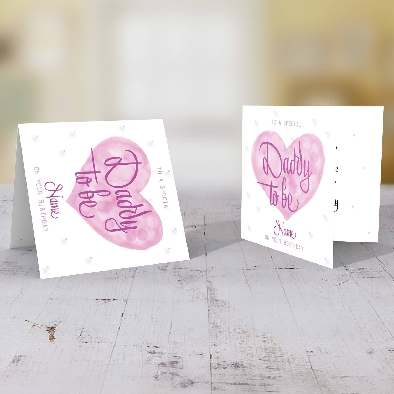 Blue Watercolour heart Baby shower card for Daddy to be in English (Personalisable)