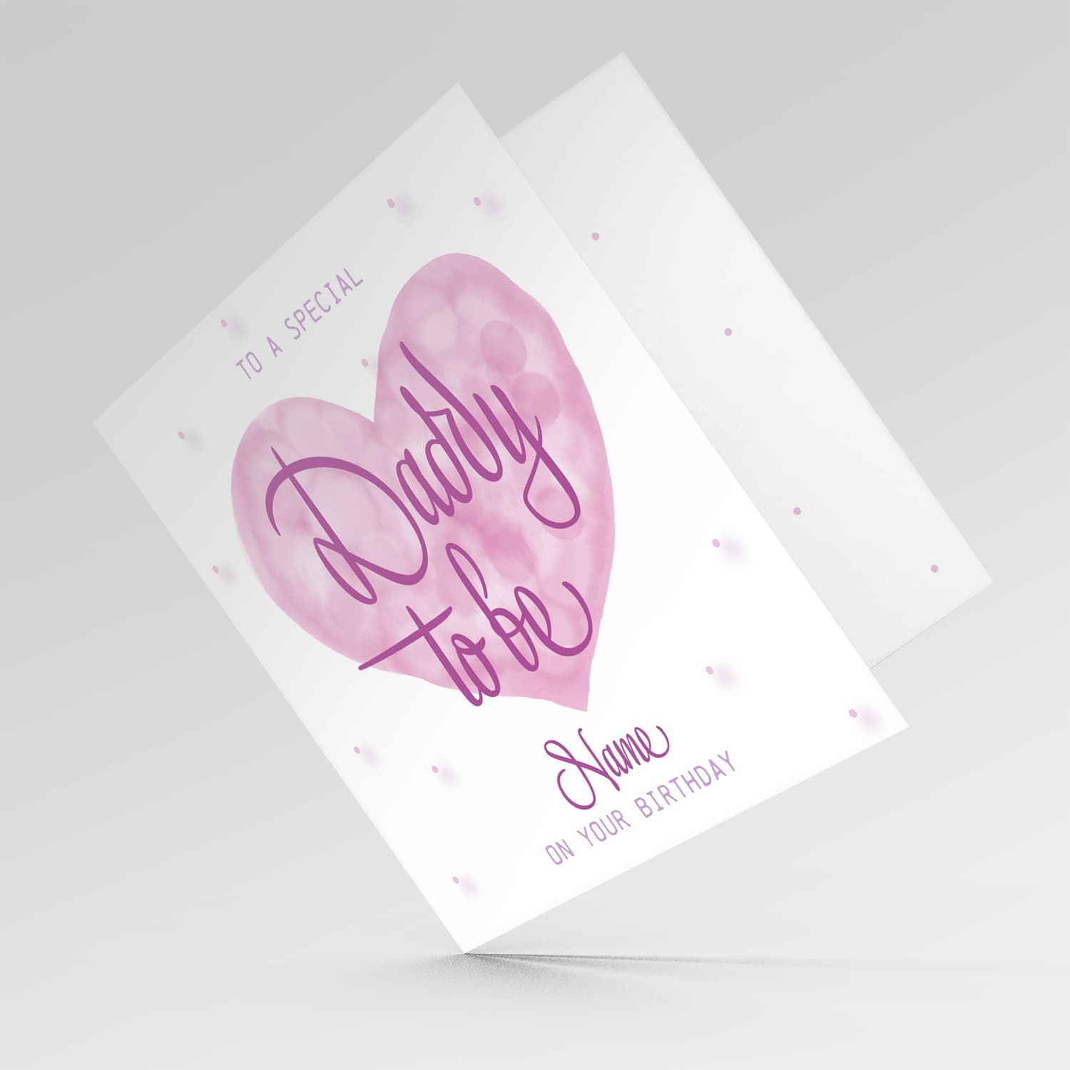 Blue Watercolour heart Baby shower card for Daddy to be in English (Personalisable)