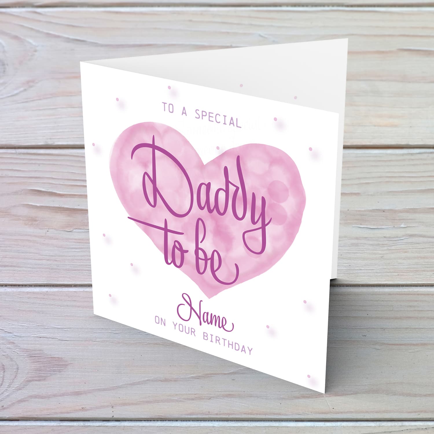Blue Watercolour heart Baby shower card for Daddy to be in English (Personalisable)