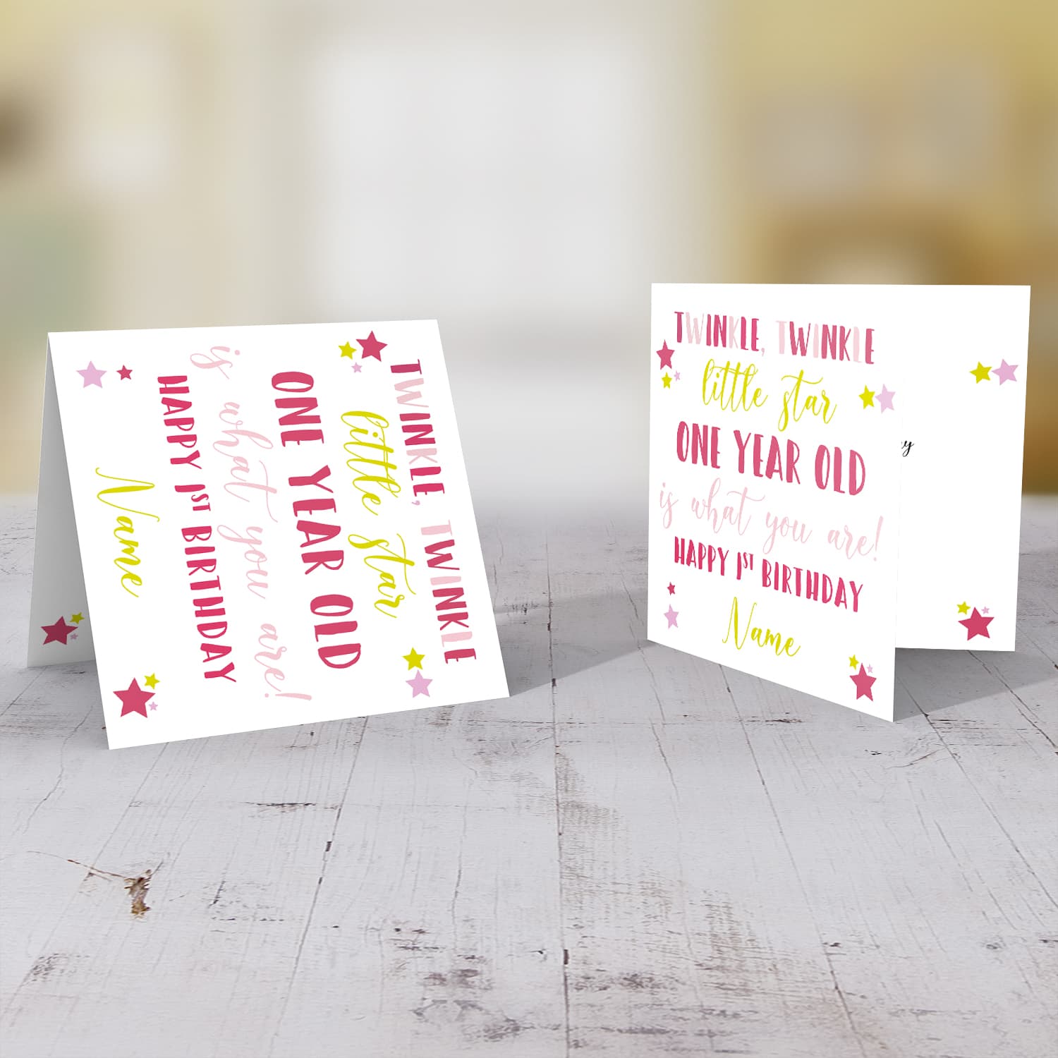 Twinkle twinkle little star birthday card for girls FIRST year in English (Personalisable)