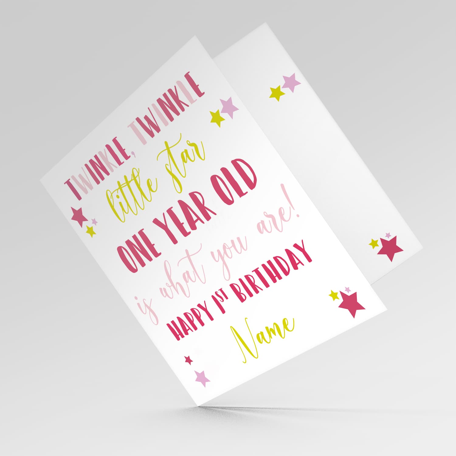 Twinkle twinkle little star birthday card for girls FIRST year in English (Personalisable)