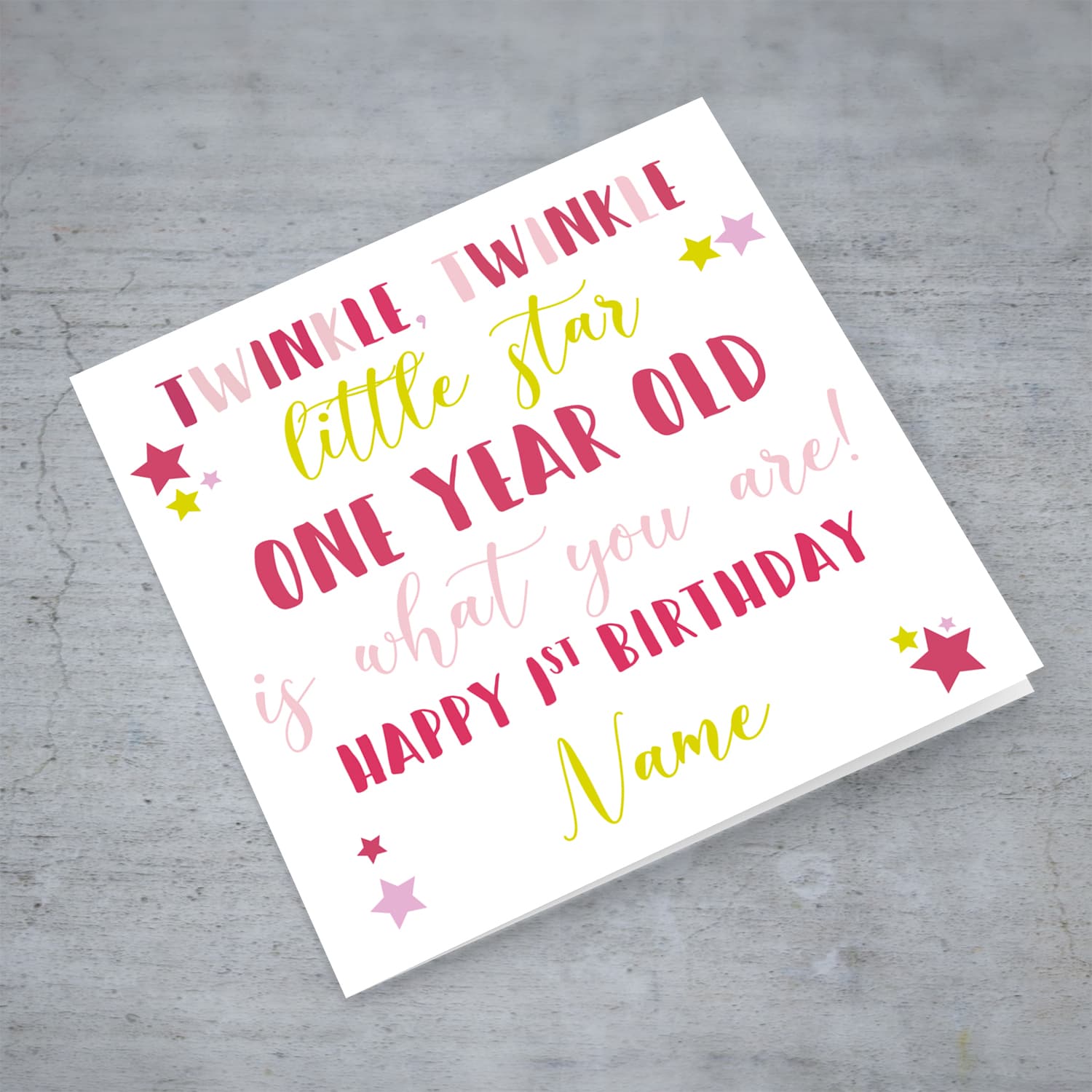Twinkle twinkle little star birthday card for girls FIRST year in English (Personalisable)