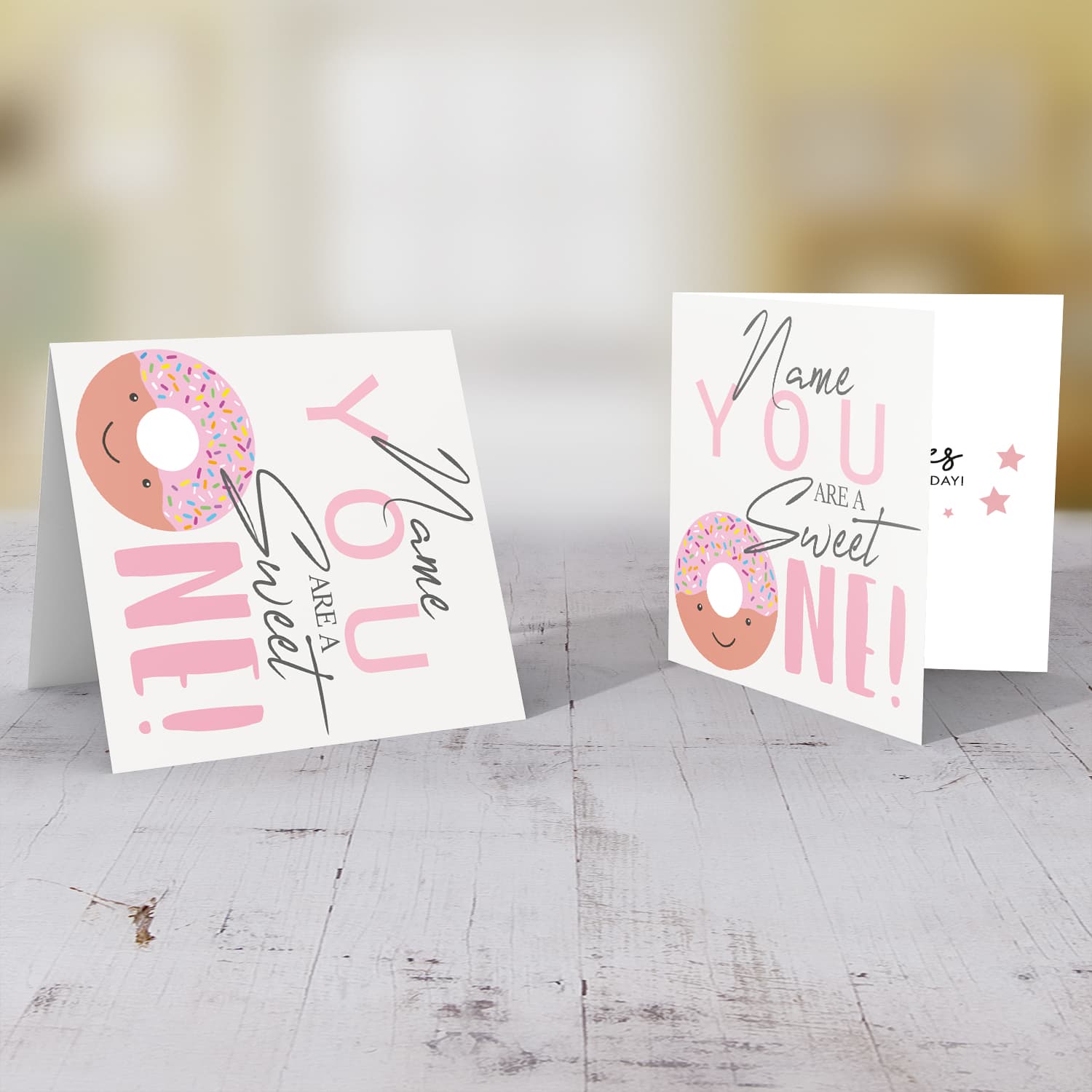 Cute donut themed birthday card in English (Personalisable)