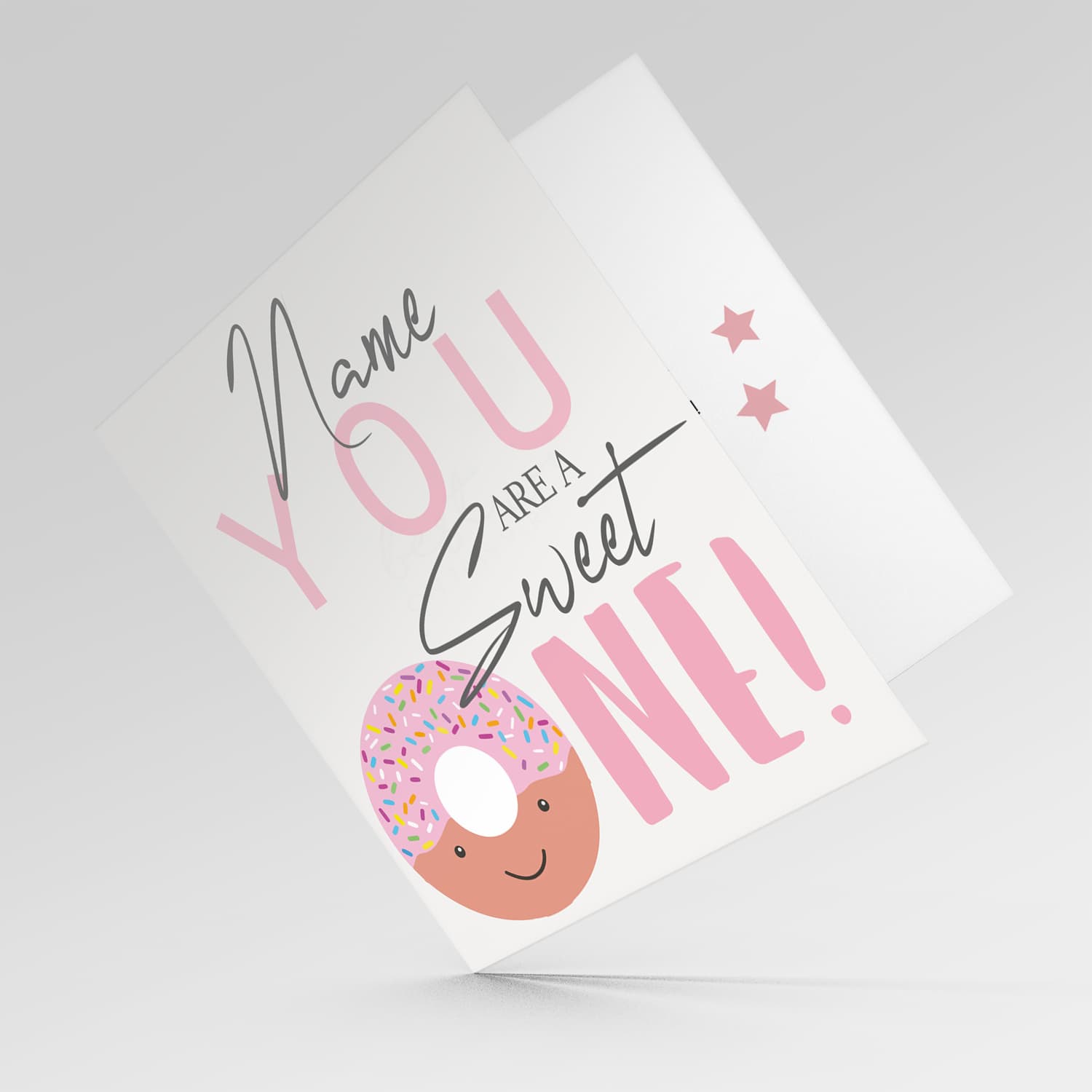 Cute donut themed birthday card in English (Personalisable)