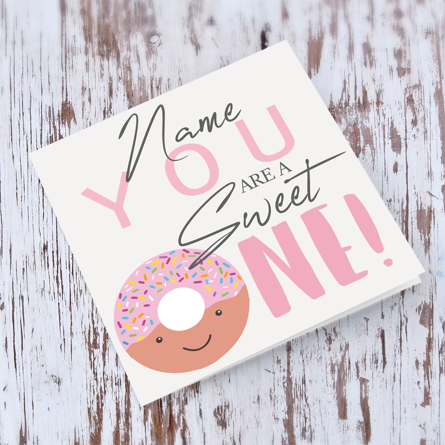 Cute donut themed birthday card in English (Personalisable)