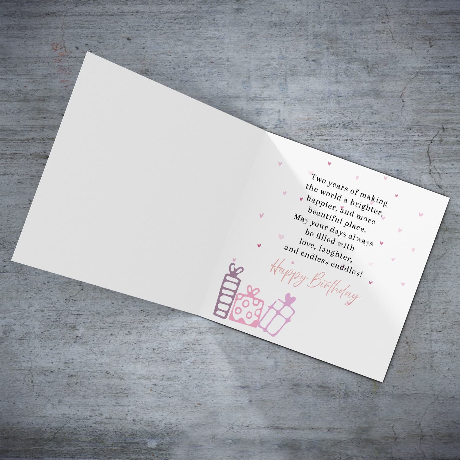 A cute 2 nd Birthday card - featuring fairy themed forest & animals in English (Personalisable)
