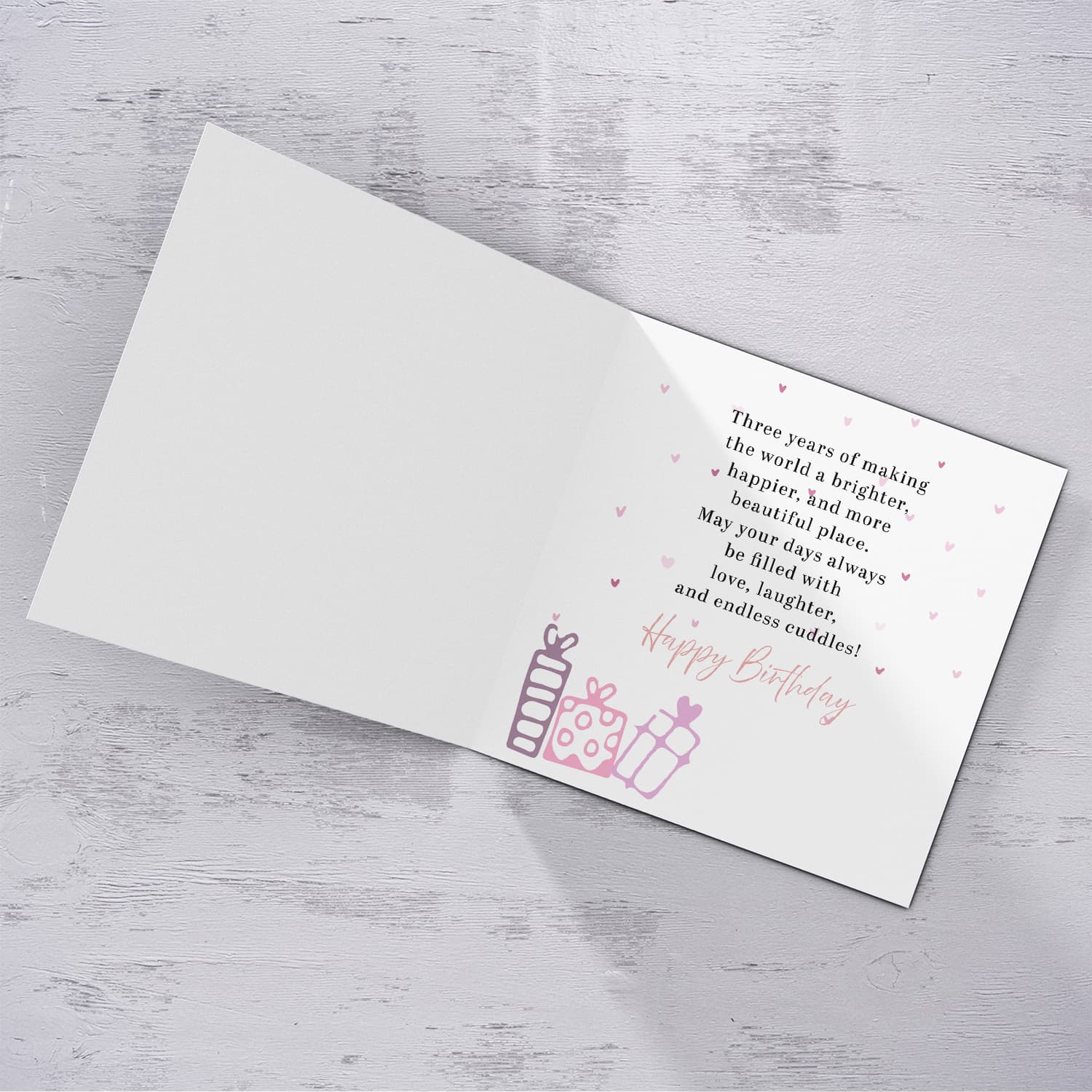 A cute 3 rd Birthday card - featuring fairy themed forest & animals in English (Personalisable)