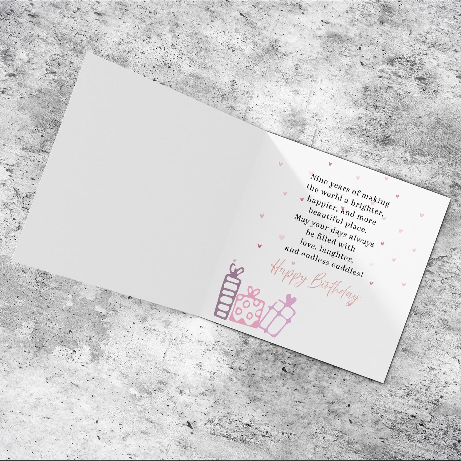 A cute 9 th Birthday card - featuring fairy themed forest & animals in English (Personalisable)
