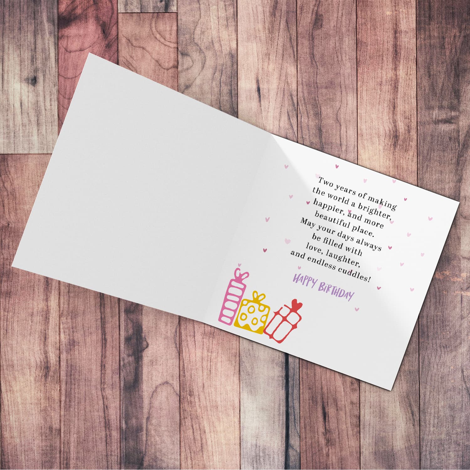Colourful, fruity birthday card for a TWO year old girl in English (Personalisable)