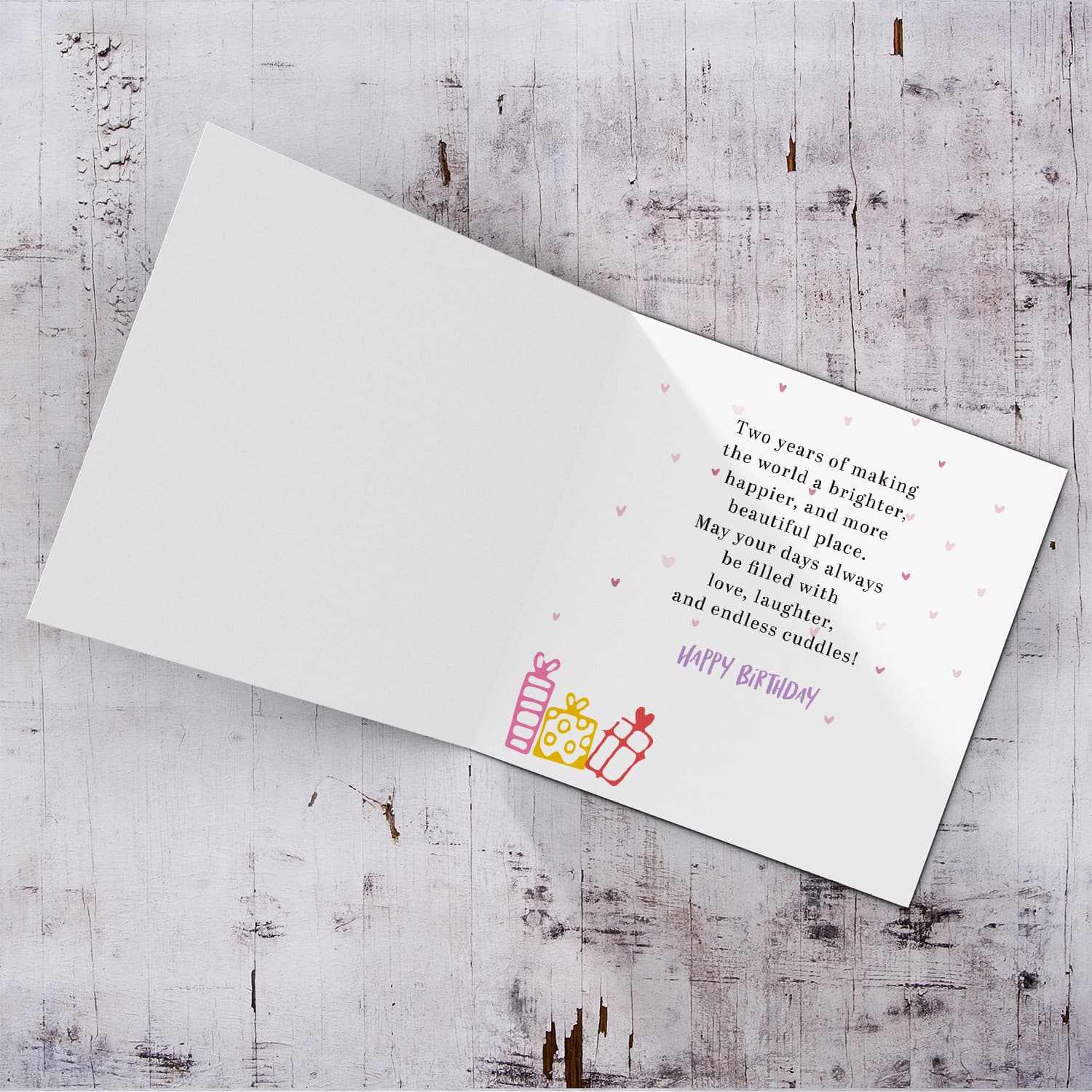 Colourful, fruity birthday card for a TWO year old niece in English (Personalisable)