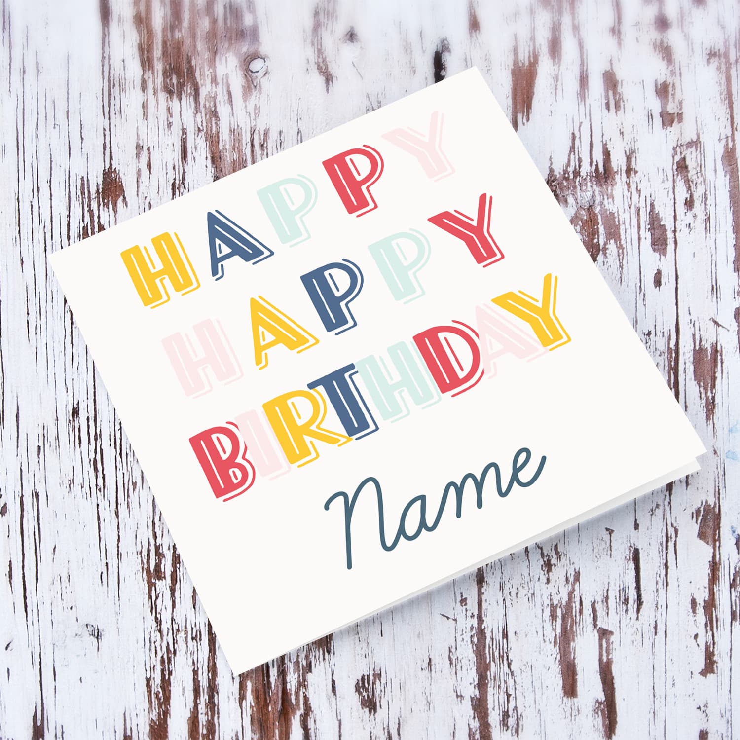 A colourful and fun open neutral birthday card in English (Personalisable)