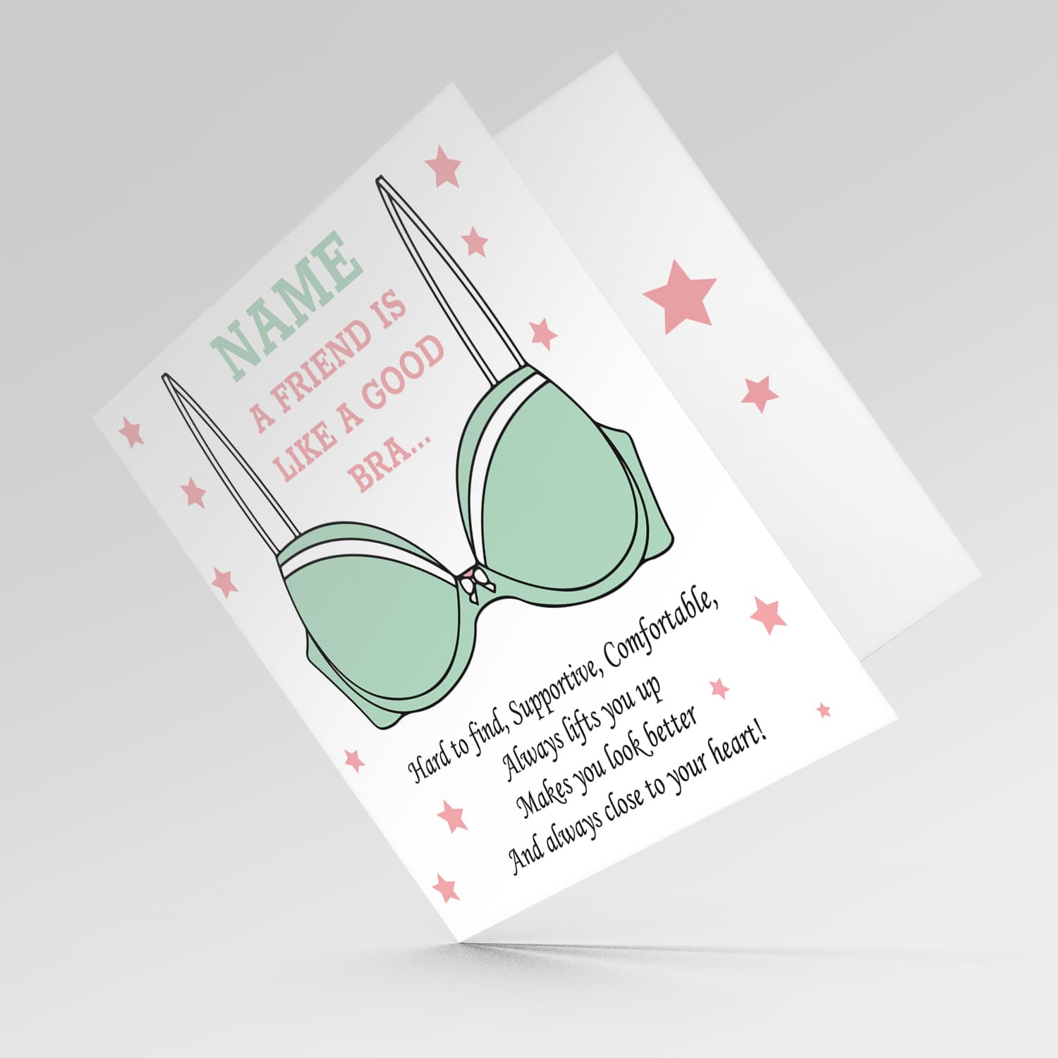 Funny Bra themed birthday card for a friend in English (Personalisable)