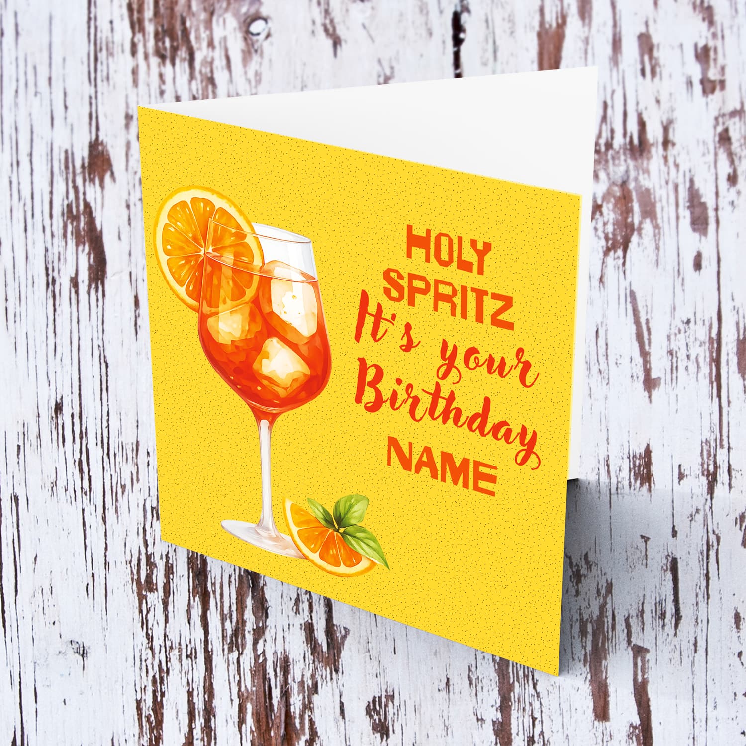 A fresh looking birthday card - featuring a spritz drink with oranges in a bright background in English (Personalisable)