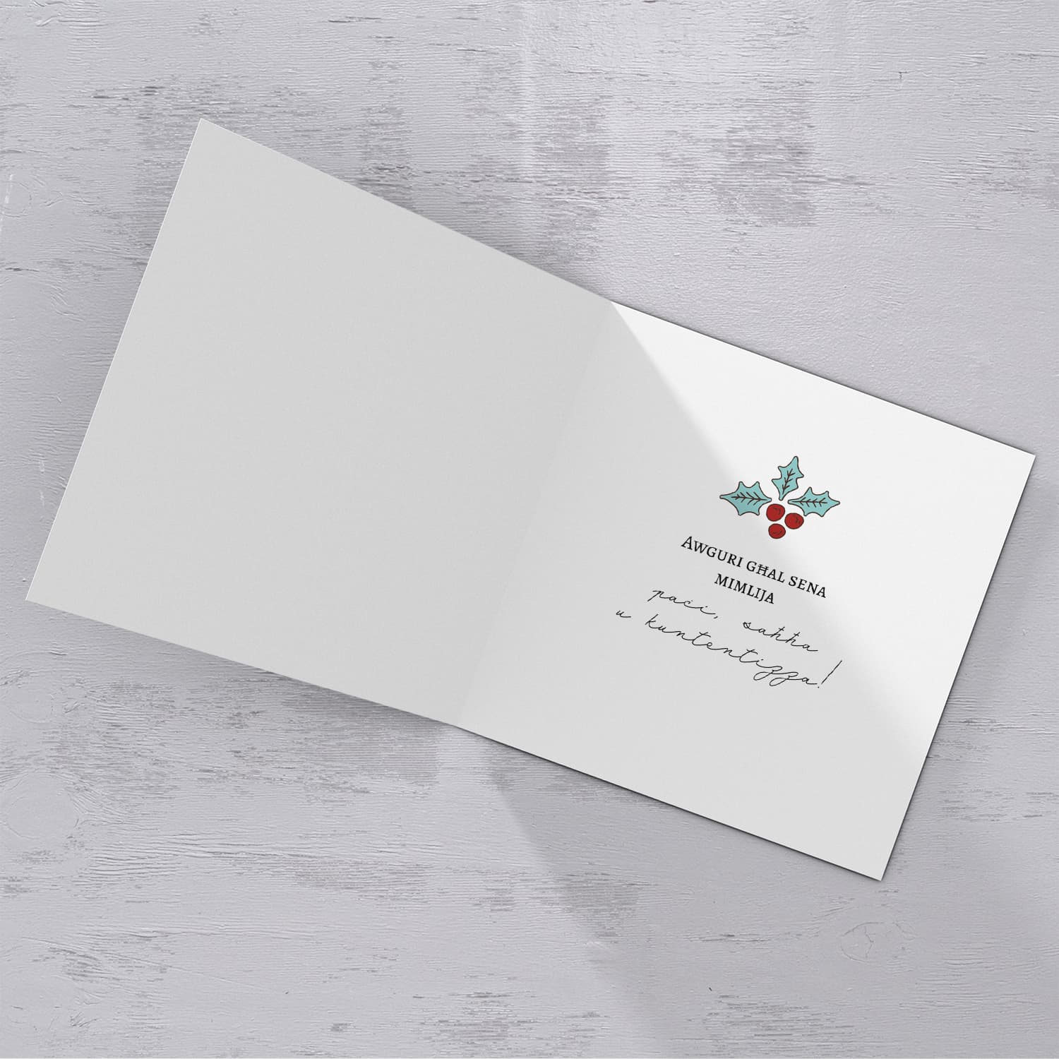 Colourful lightbulb themed christmas card in Maltese (Personalisable)