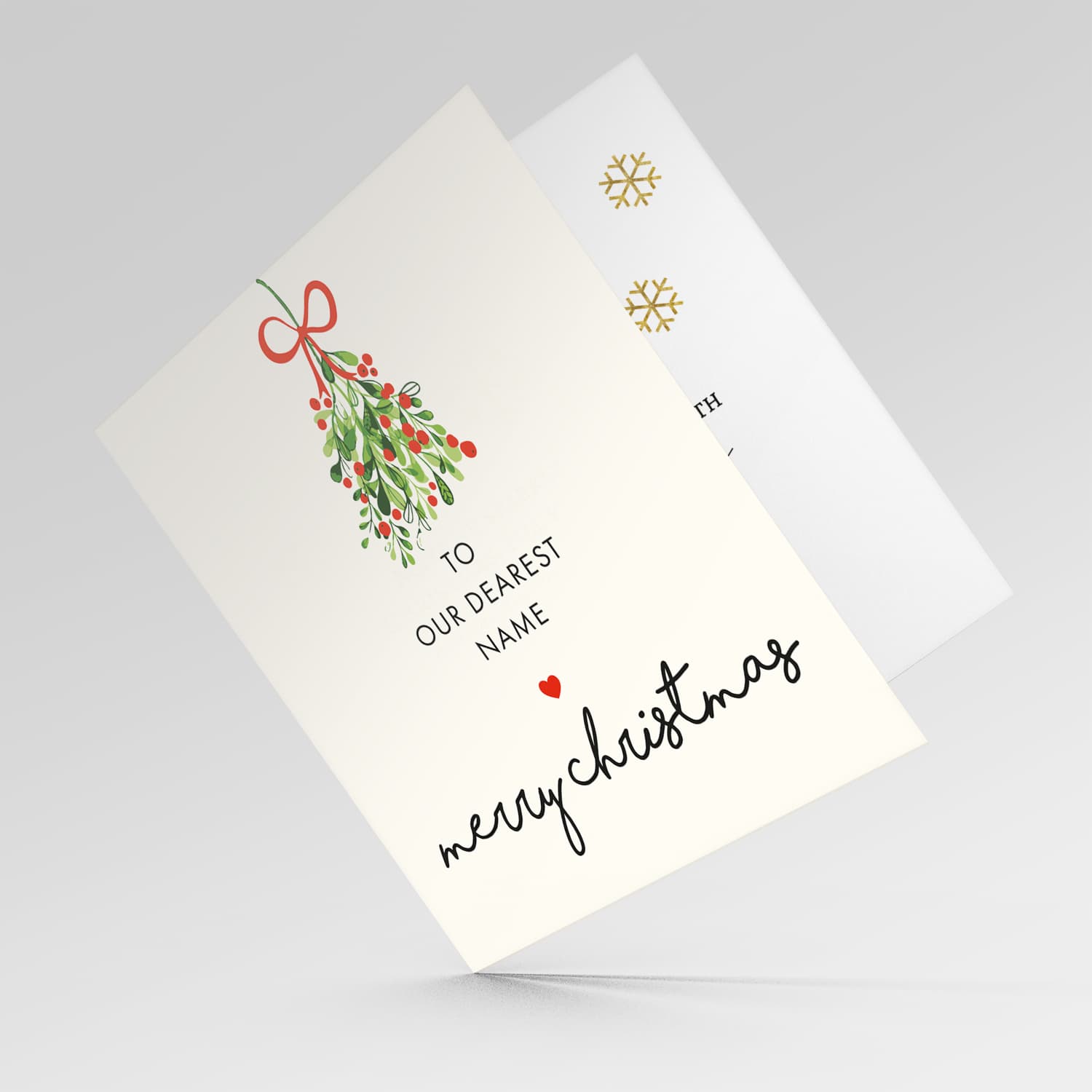 Daughter / Son / Niece / Nephew / Friend / Grandma / Grandpa/ Mistletoe themed personalisable Christmas card for a loved one in English 