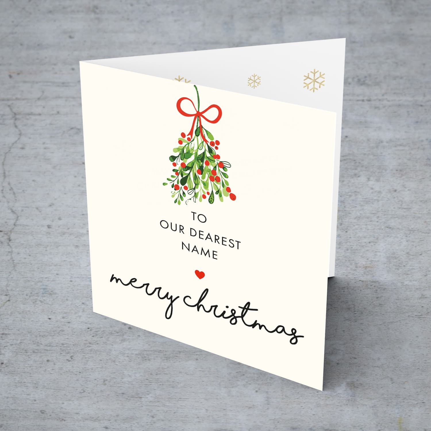 Daughter / Son / Niece / Nephew / Friend / Grandma / Grandpa/ Mistletoe themed personalisable Christmas card for a loved one in English 