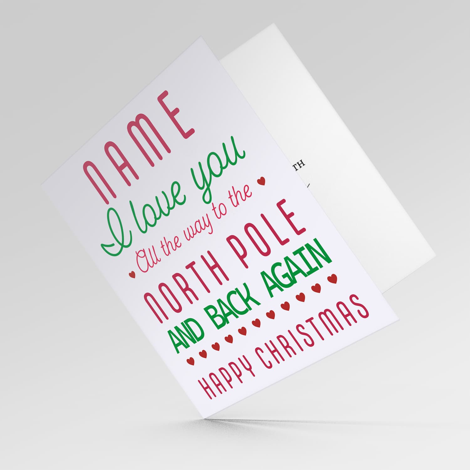 Cute Christmas card - I love you all the way to... in English (Personalisable) 