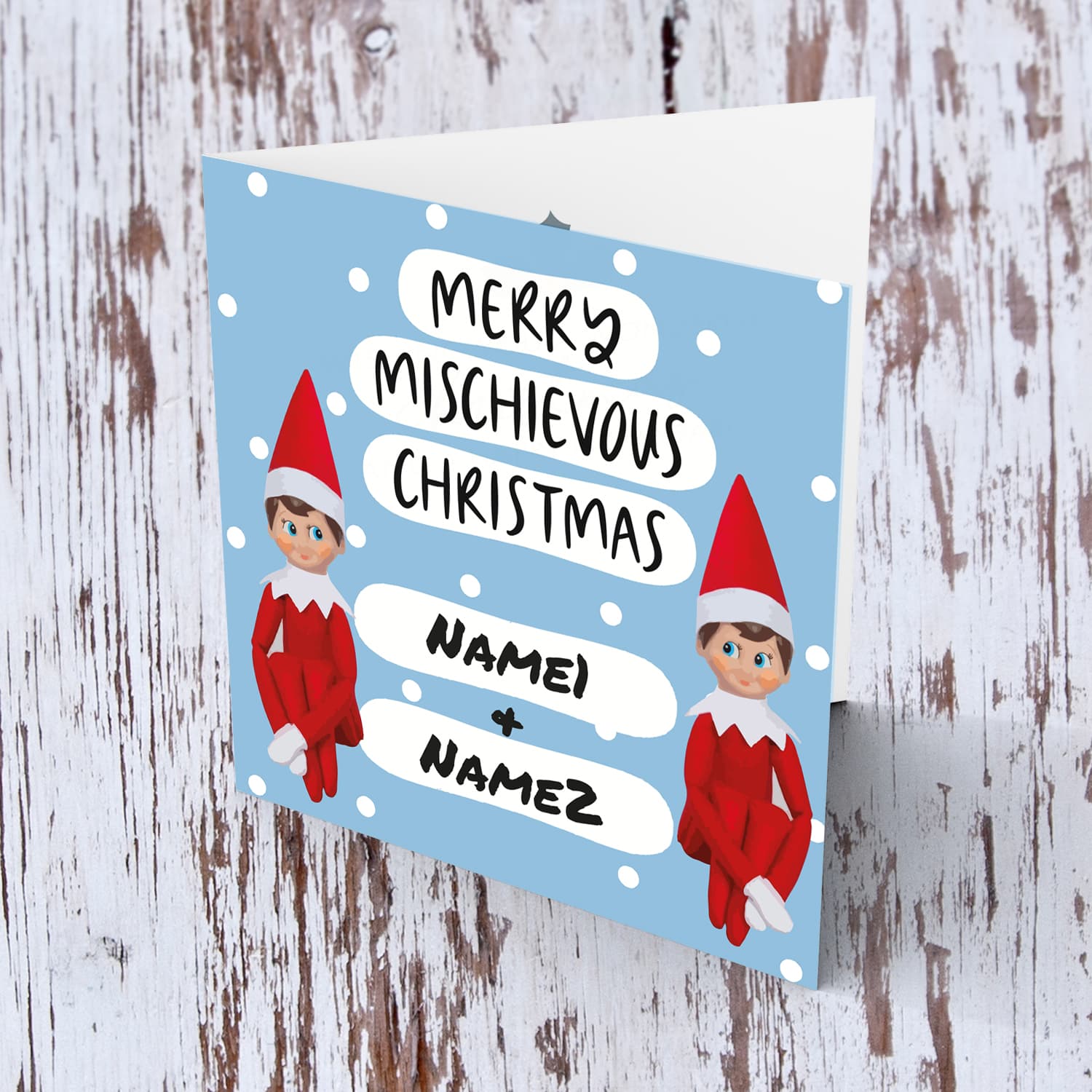 Christmas card from Elf for 2 siblings in English (Personalisable)