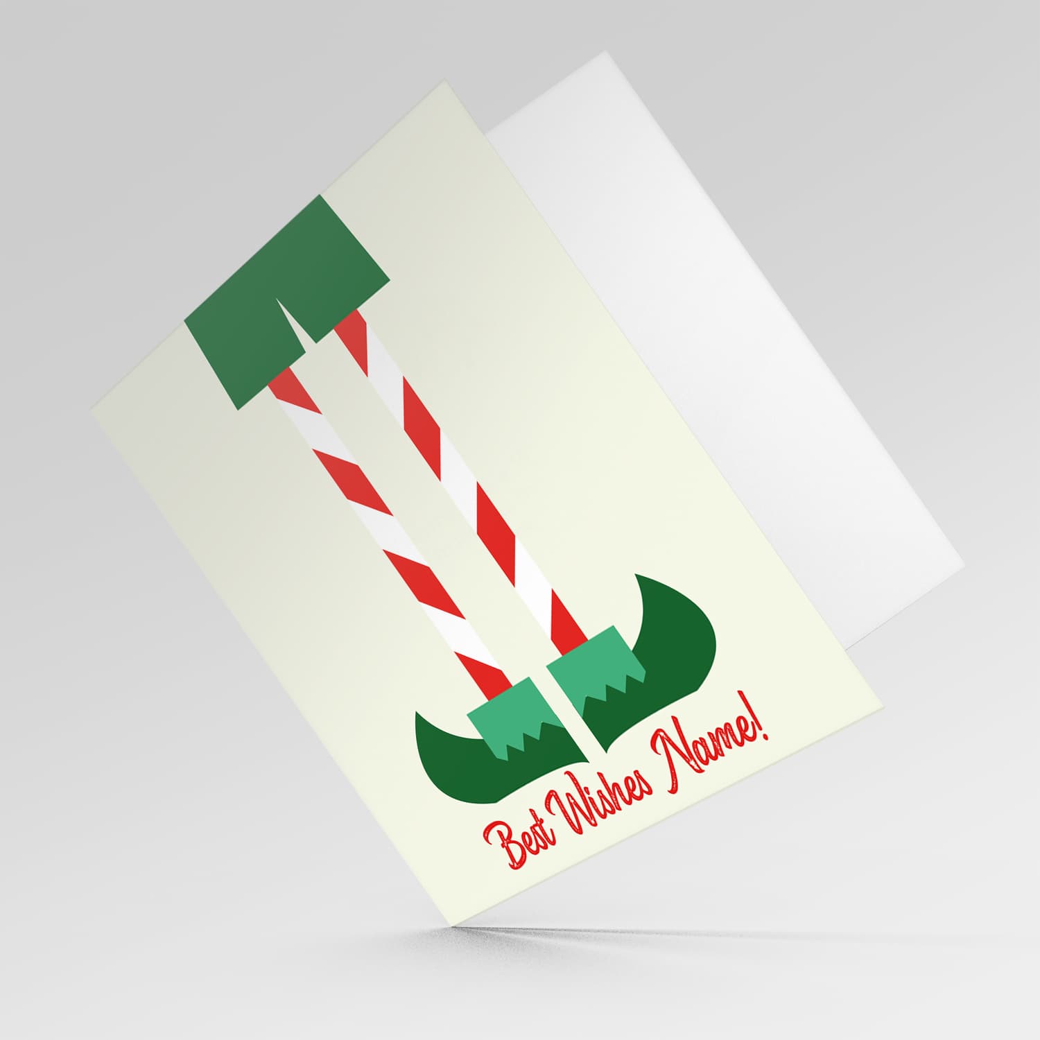 Elf themed personalisable Christmas card in English
