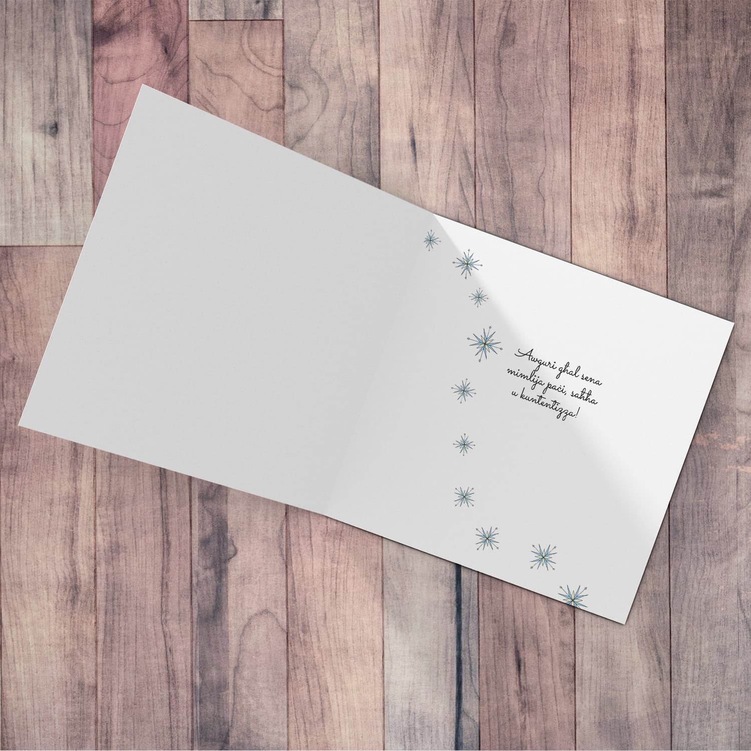Mistletoe with bow themed Christmas personalisable card in Maltese