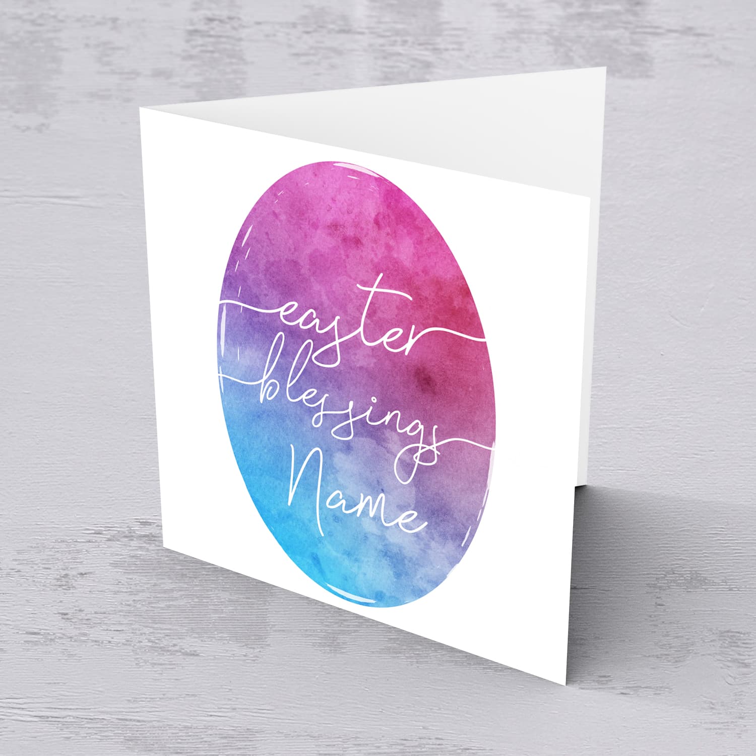 Pink, purple and blue watercolour Easter Egg themed Easter personalisable card in English