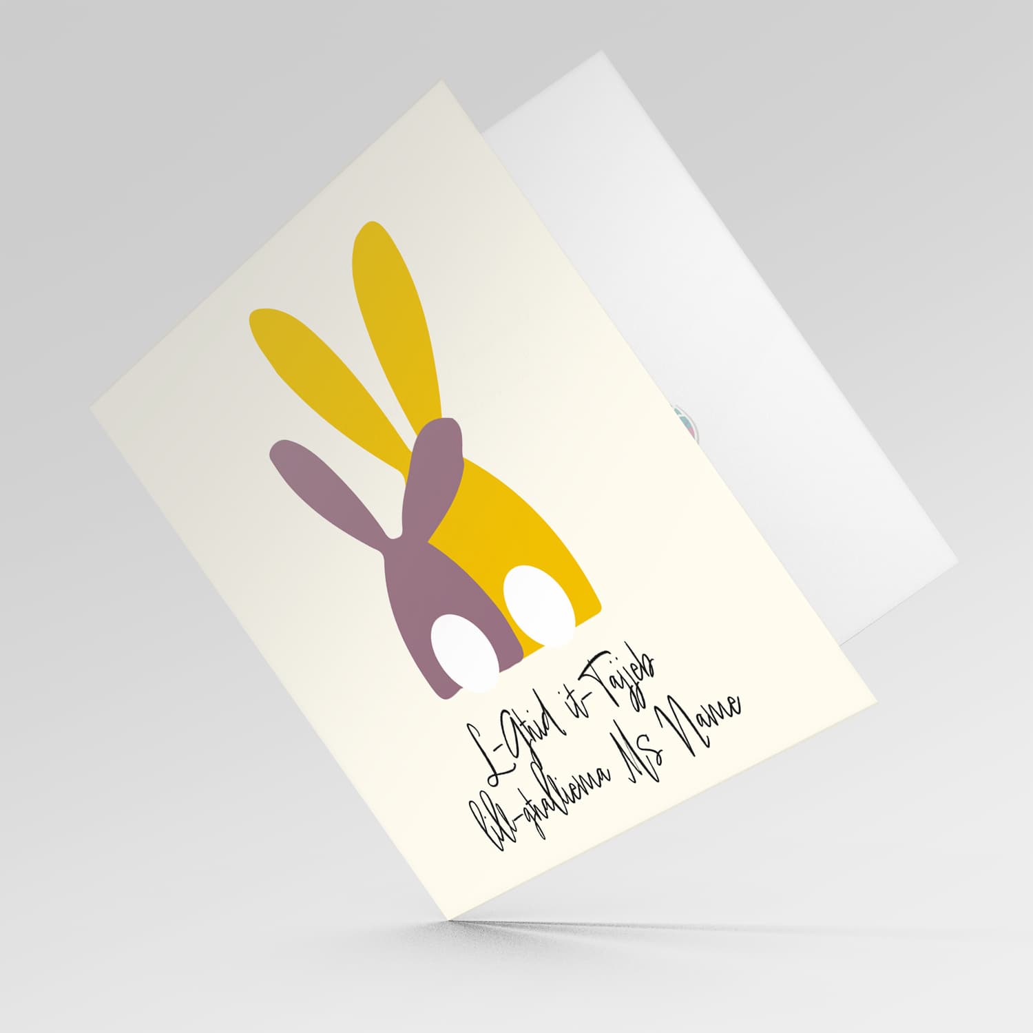 Teacher - Hugging Bunnies personalisable Easter Card in Maltese