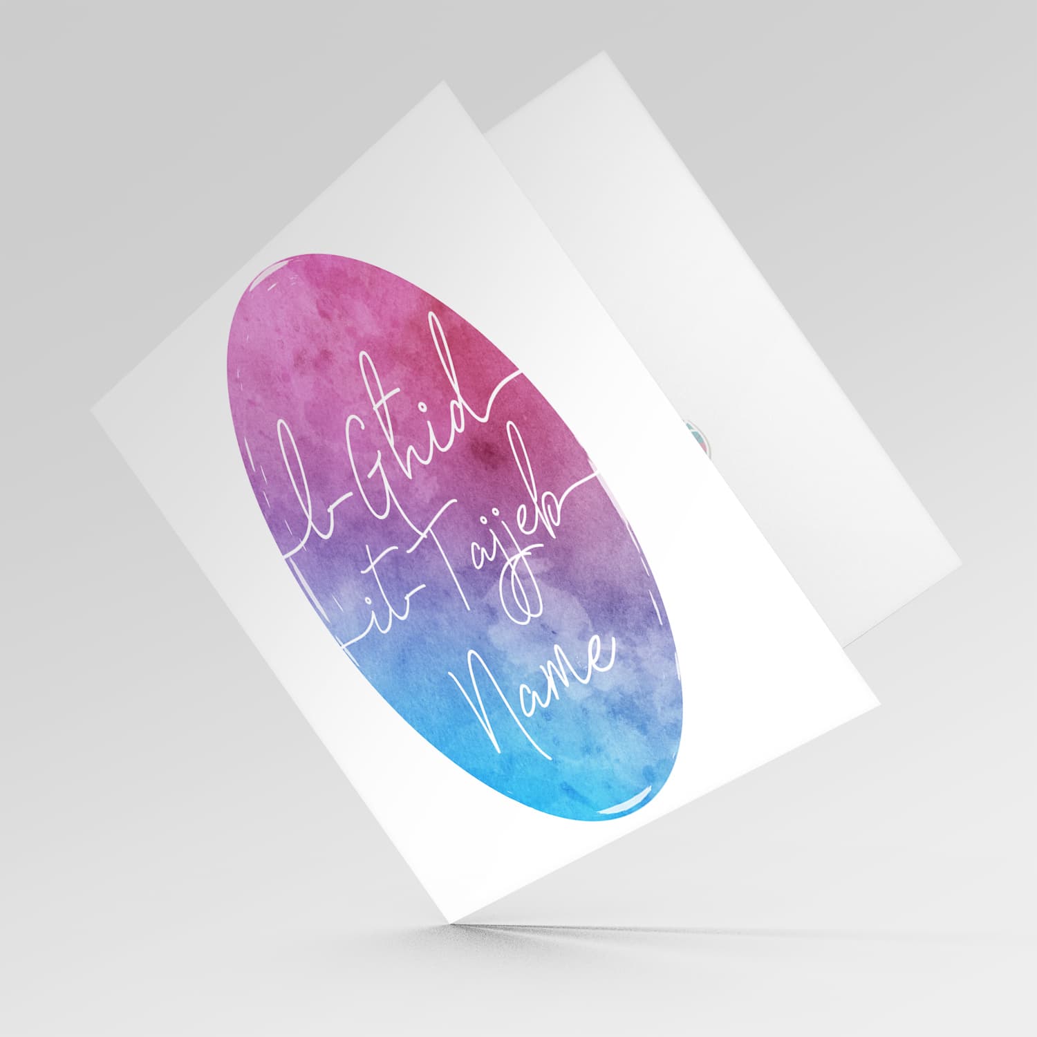 Pink, purple and blue watercolour Easter Egg themed Easter personalisable card in Maltese