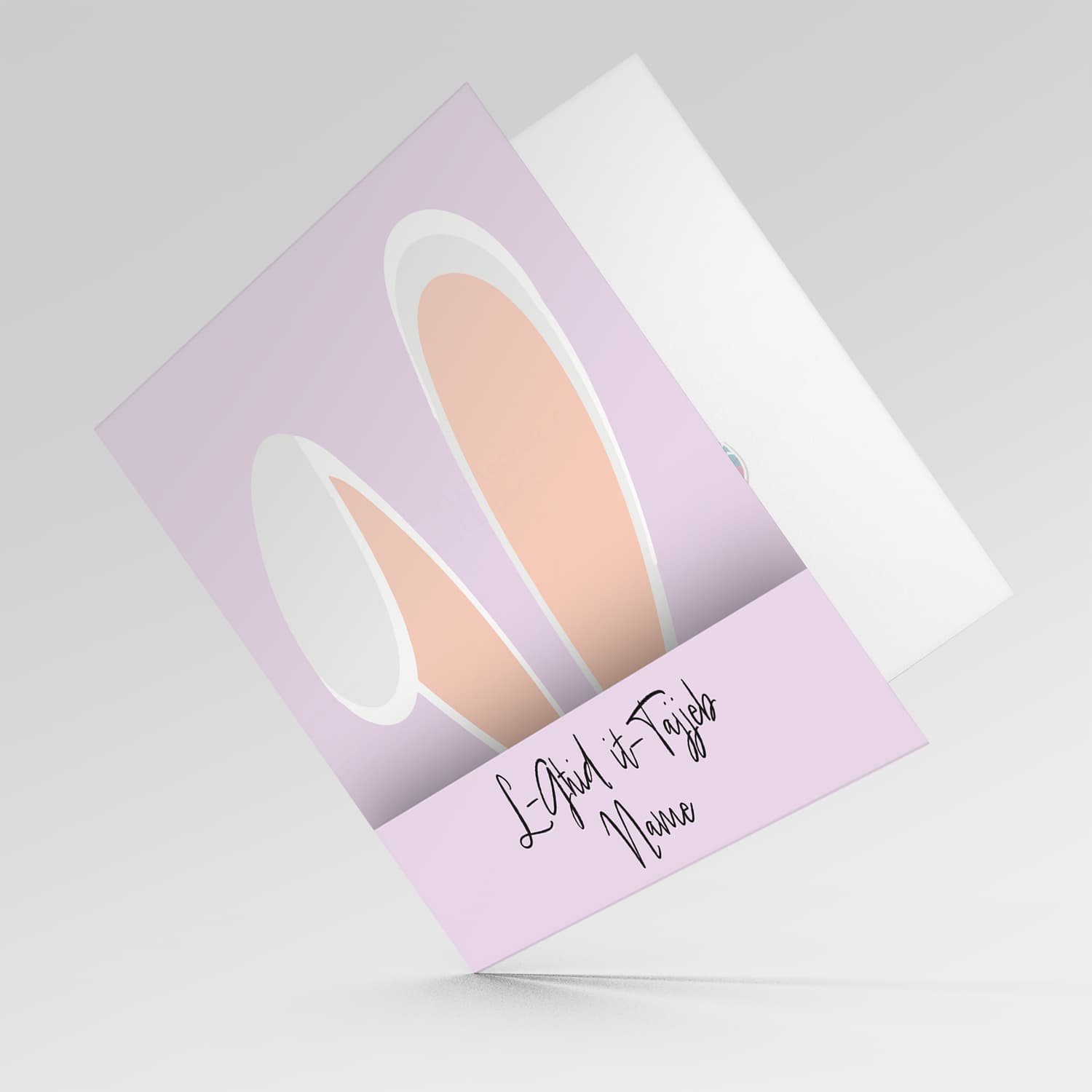 Cute bunny rabbit ears personalisable Easter Card with pink background in Maltese