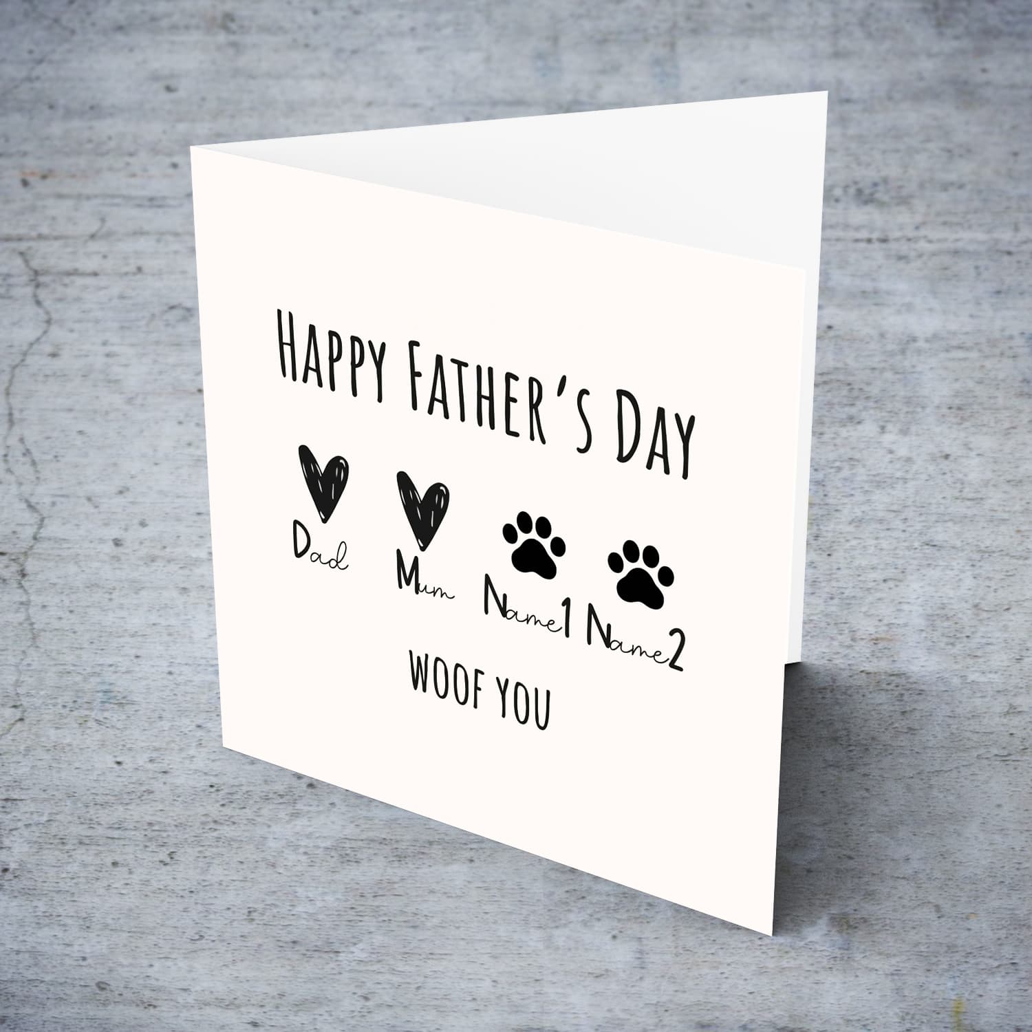 A cute father's day card from two pets dog / cat in English