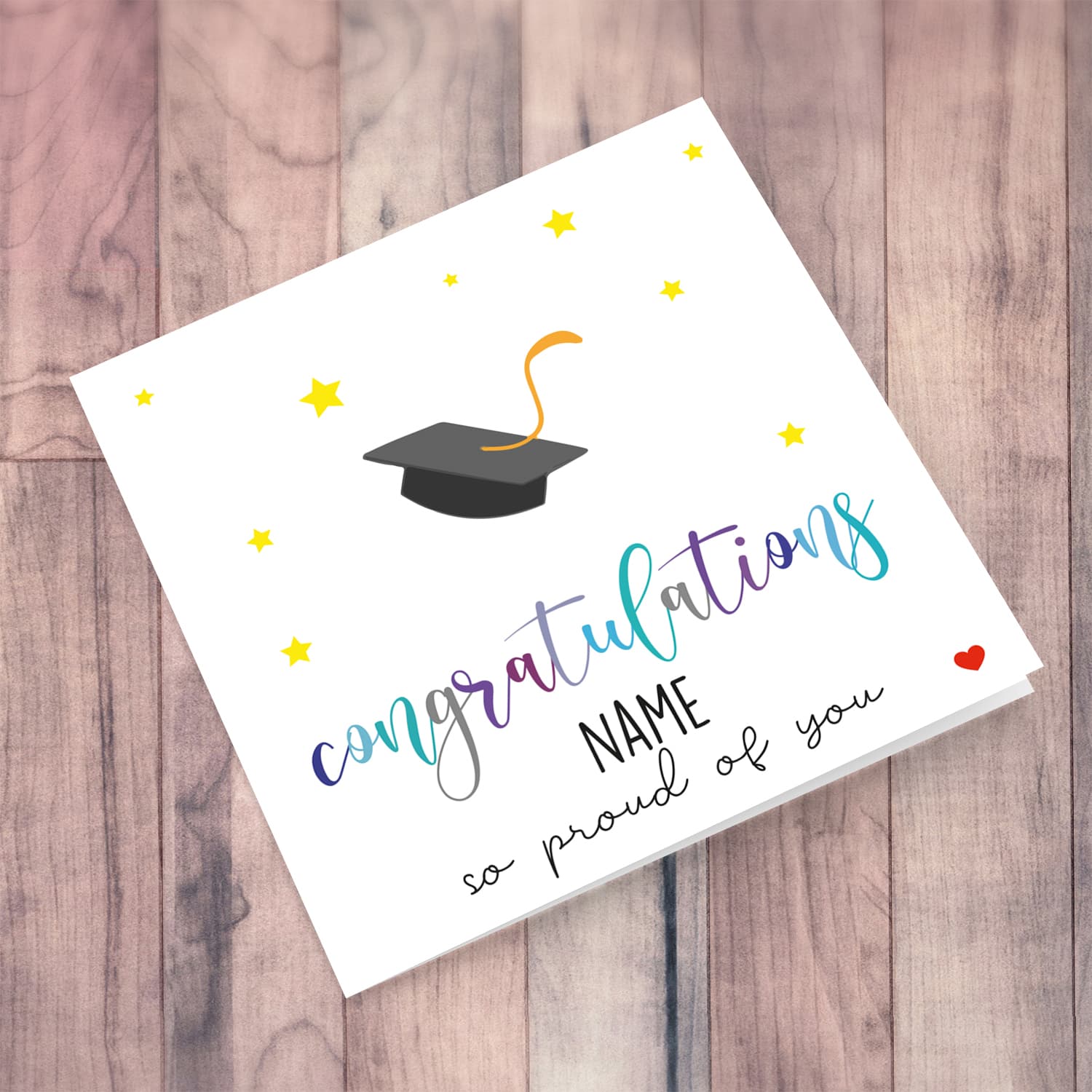 Colourful text Graduation card in English (unisex & Personalisable)
