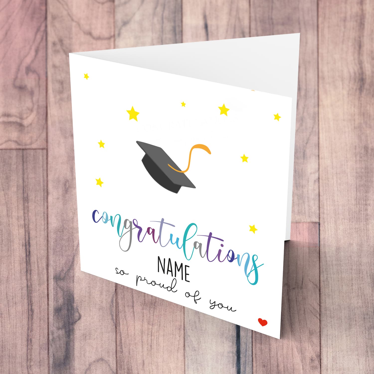 Colourful text Graduation card in English (unisex & Personalisable)