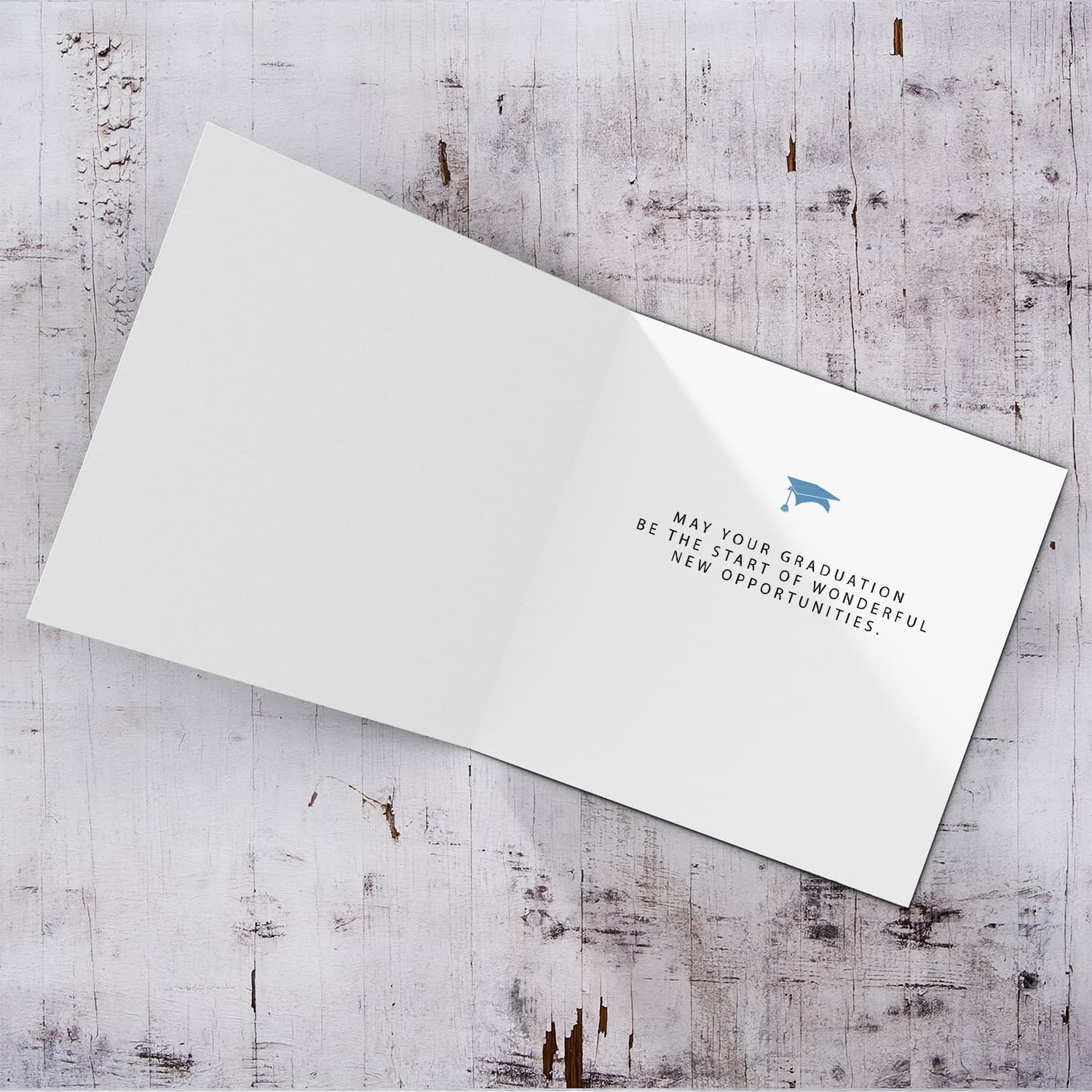 An graduation card for son in two toned blue colour scheme in English (Personalisable)