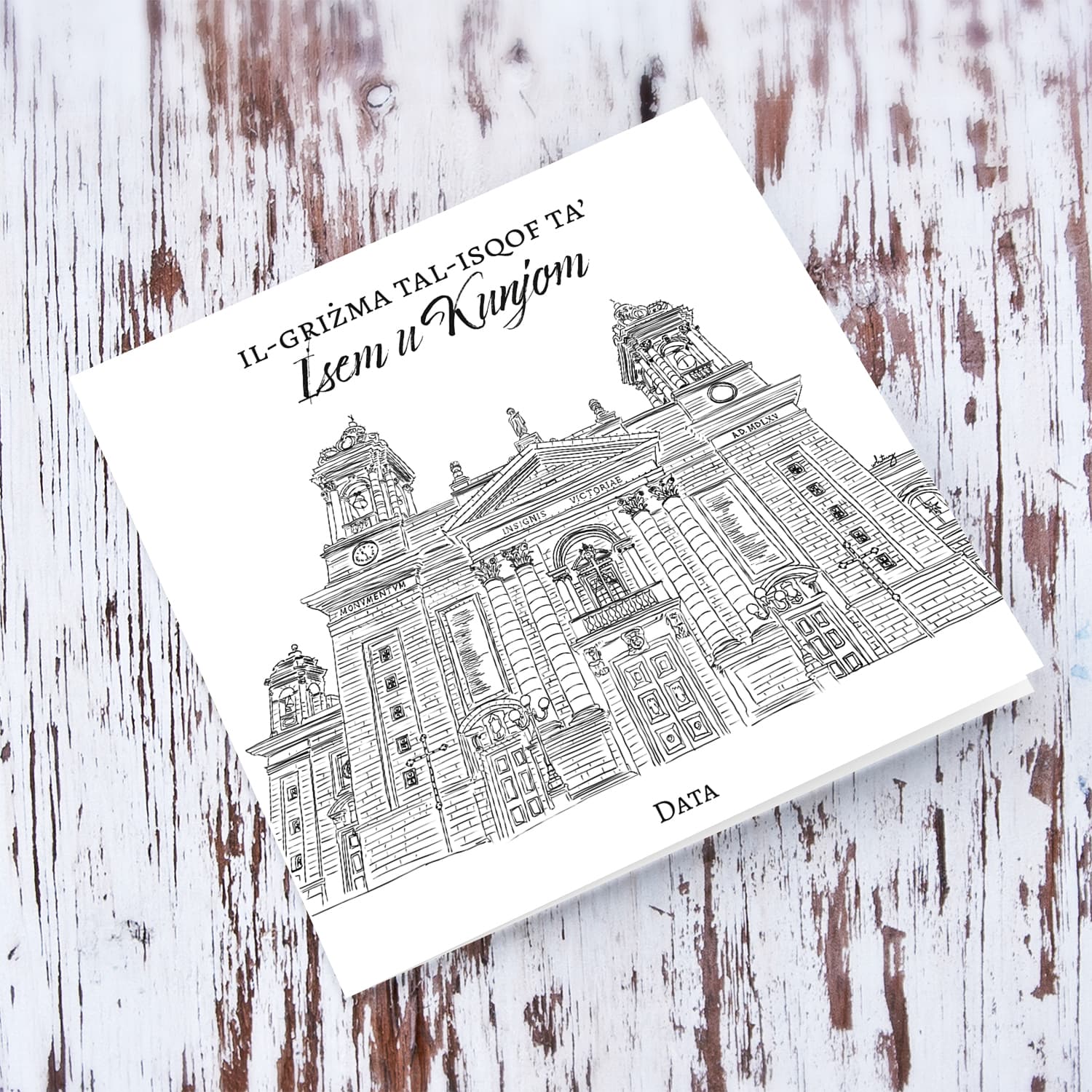 Senglea Parish Church - The Nativity of the Virgin Mary neutral Confirmation Card in Maltese (Personalisable)