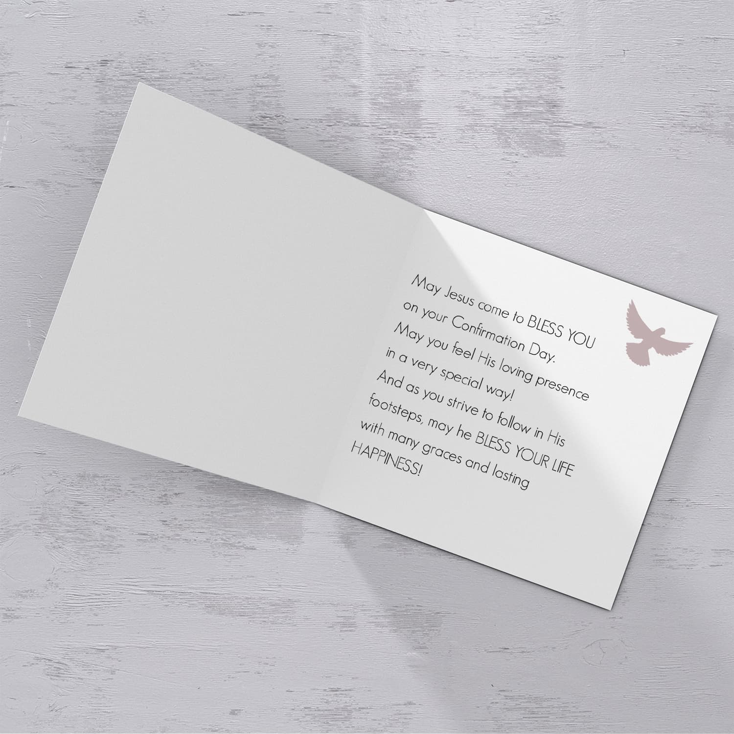 Pink Glitter with cross personalisable Confirmation card for girls from Godmother in English