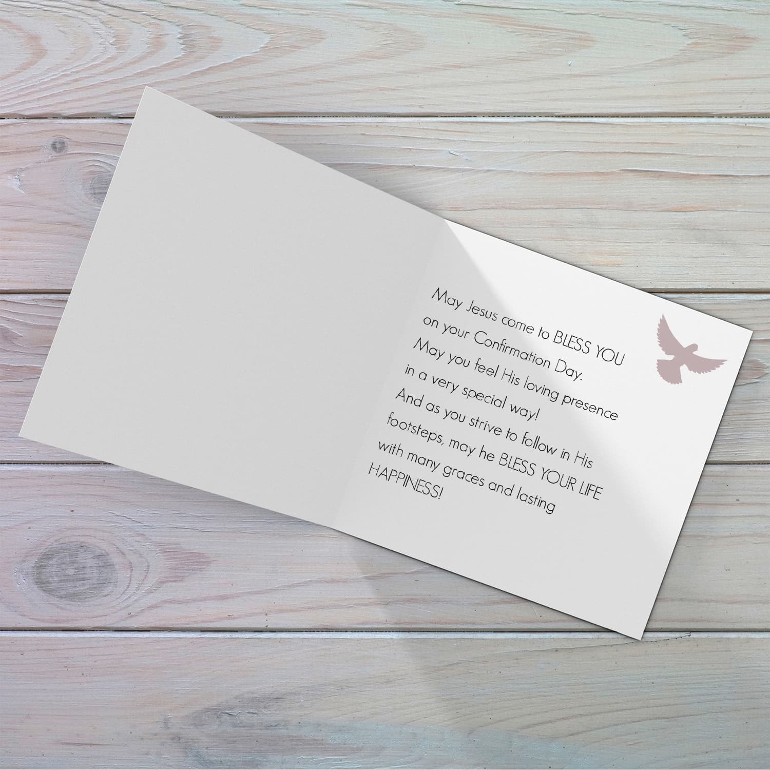 Pink Glitter with cross personalisable Confirmation card for girls from Godfather in English