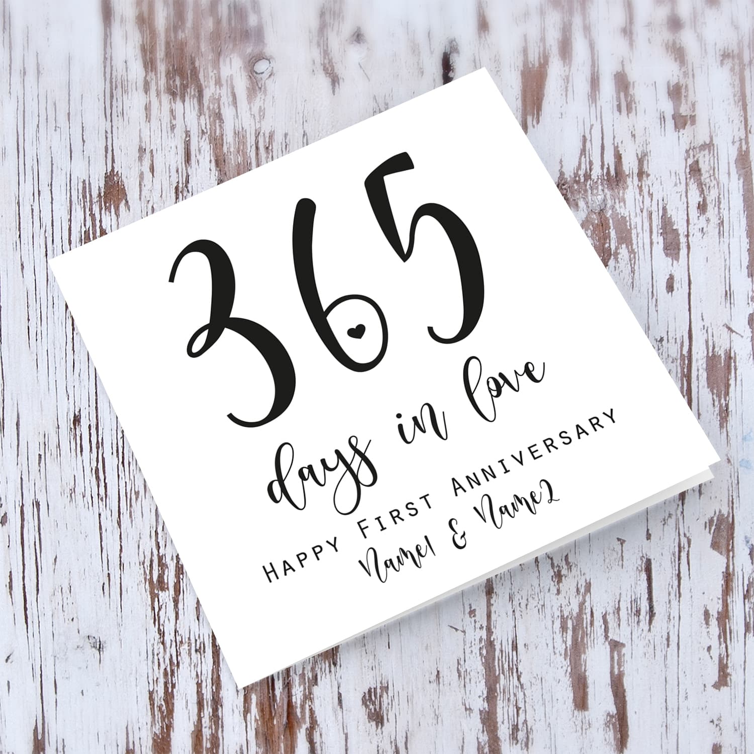 1 year anniversary (minimalist design) 365 days in love in English (Personalisable)
