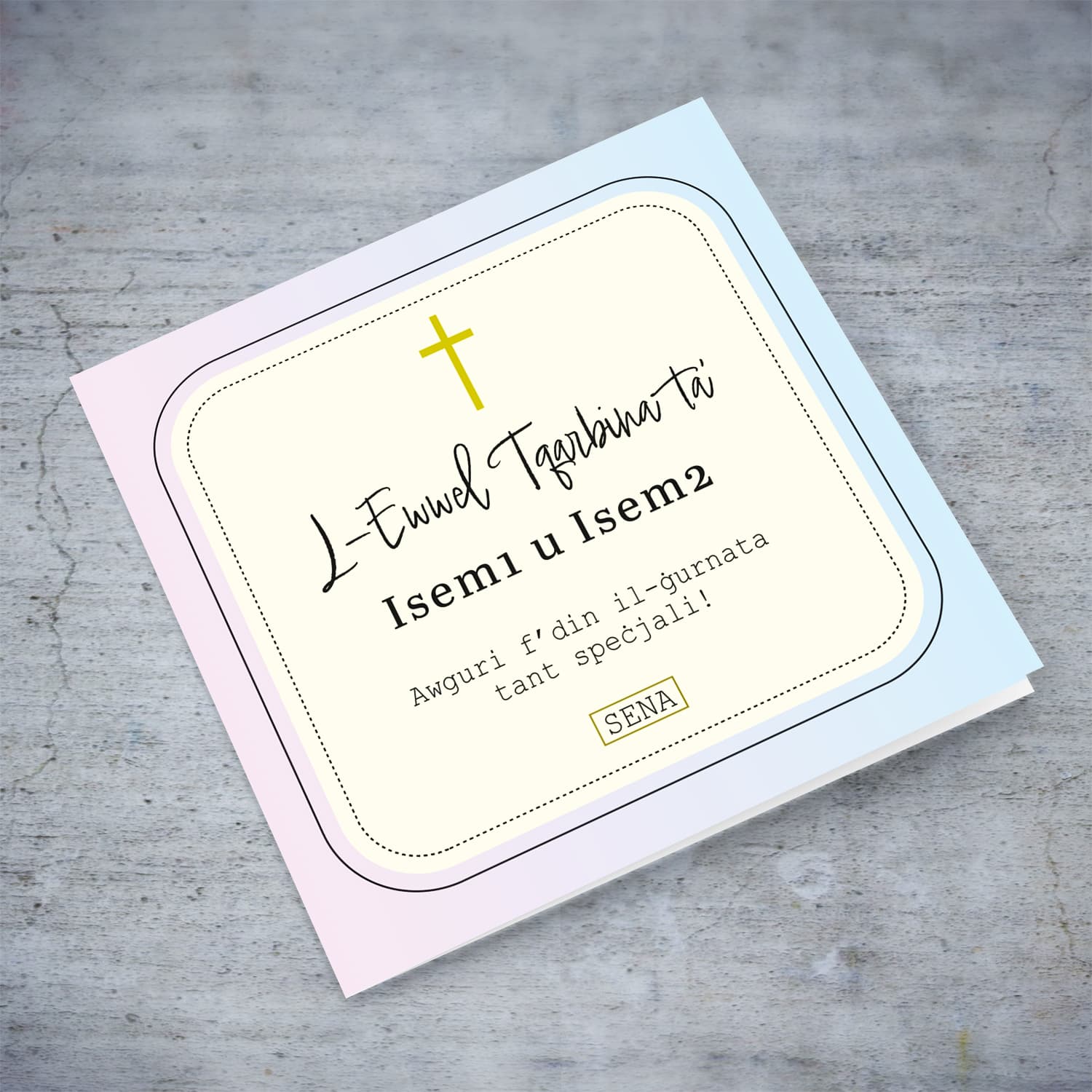 A beautiful Holy Communion Card for Twin boy & Girl in Maltese (Personalisable)