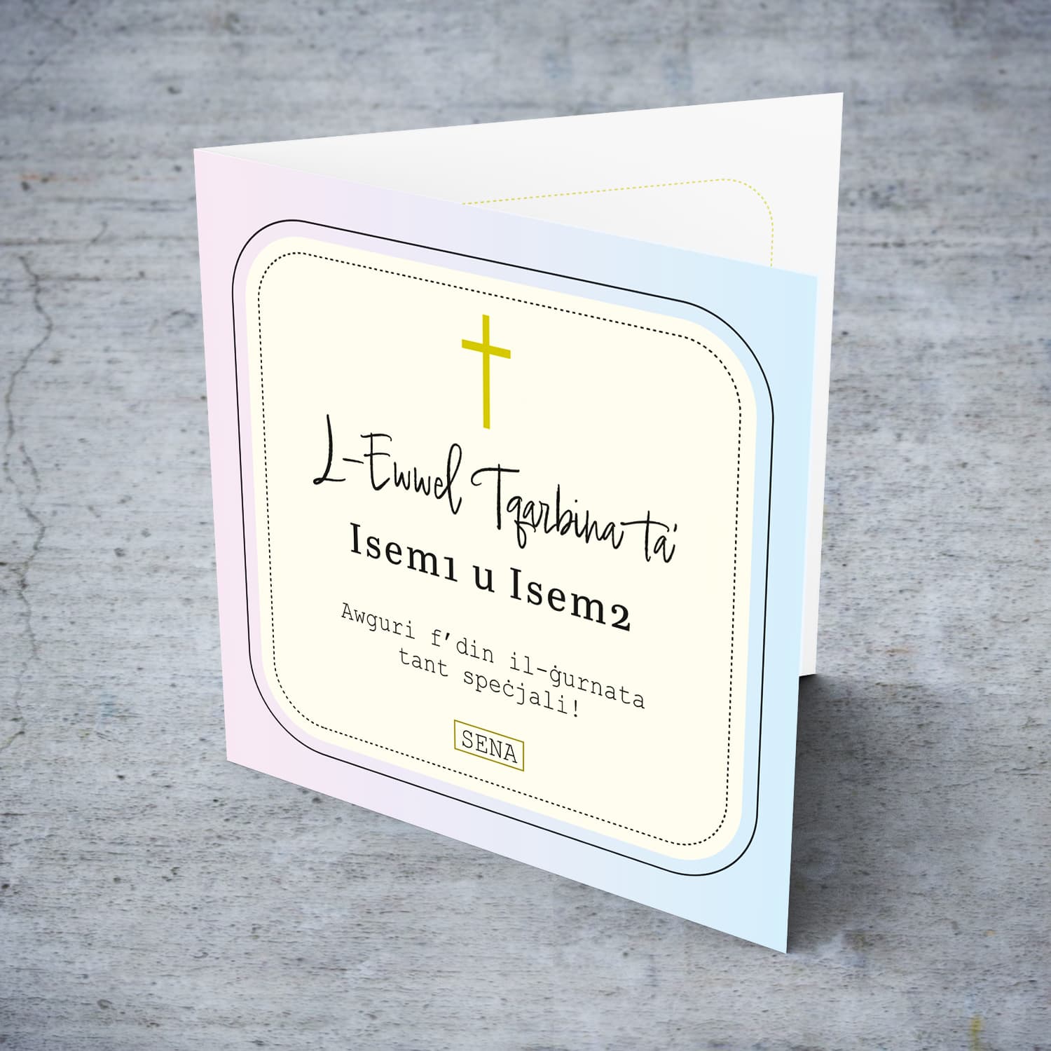 A beautiful Holy Communion Card for Twin boy & Girl in Maltese (Personalisable)