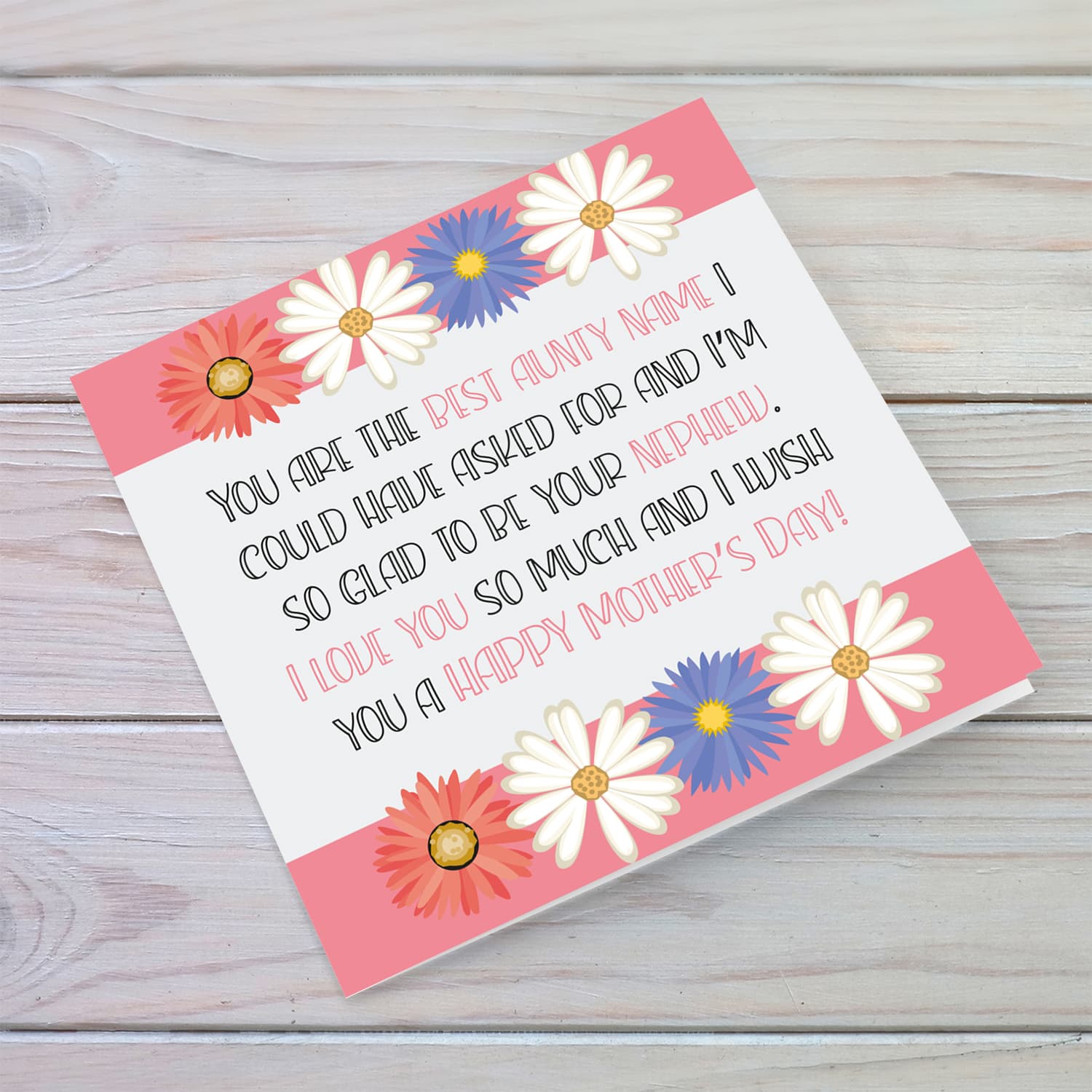 Aunty - Mother's day personalisable card with a special message from Nephew in English