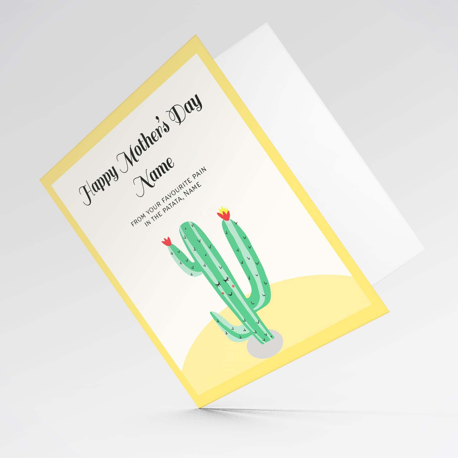Cactus mother's day card in English (Funny & Personalisable)