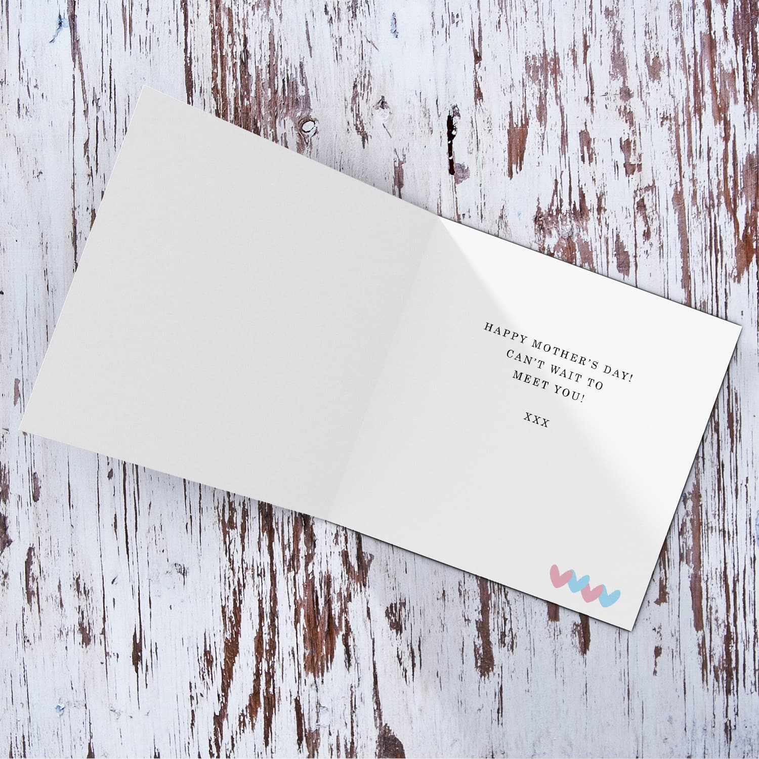 A cute mother's day card for the mummy to be from the bump, featuring a light purple background with scattered hearts in English 