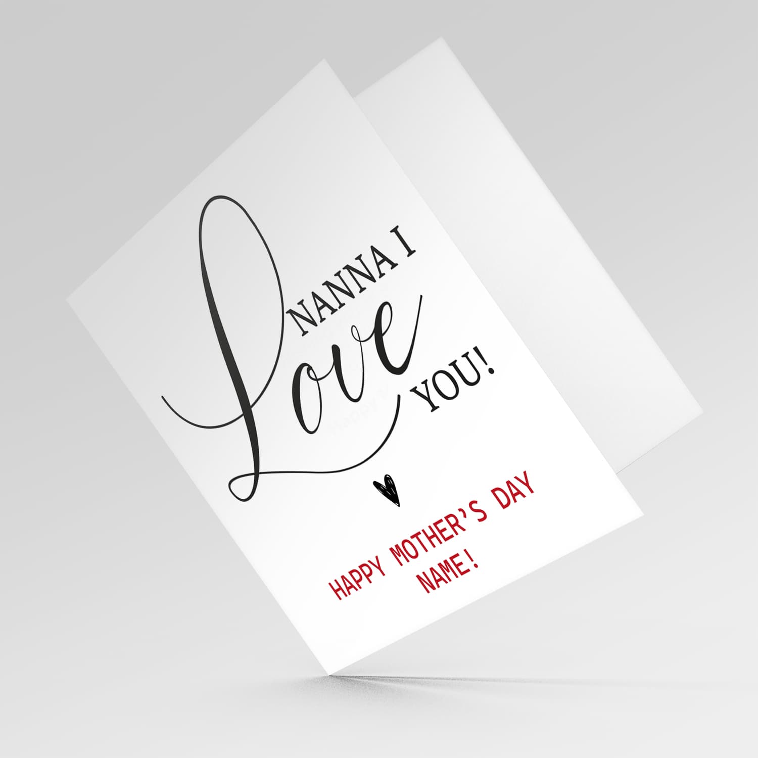 Minimalist, elegant mother's day personalisable card for Nanna / Grandma in English