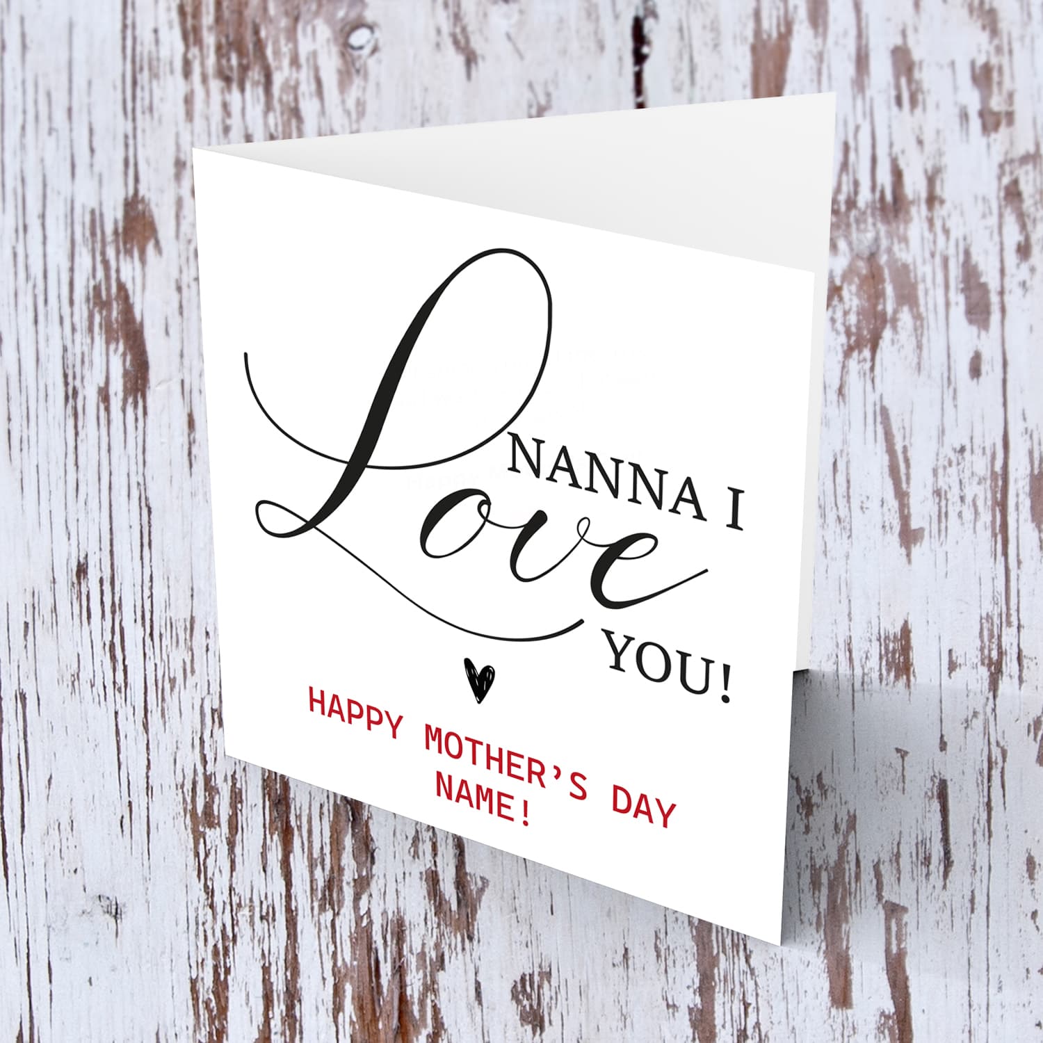 Minimalist, elegant mother's day personalisable card for Nanna / Grandma in English