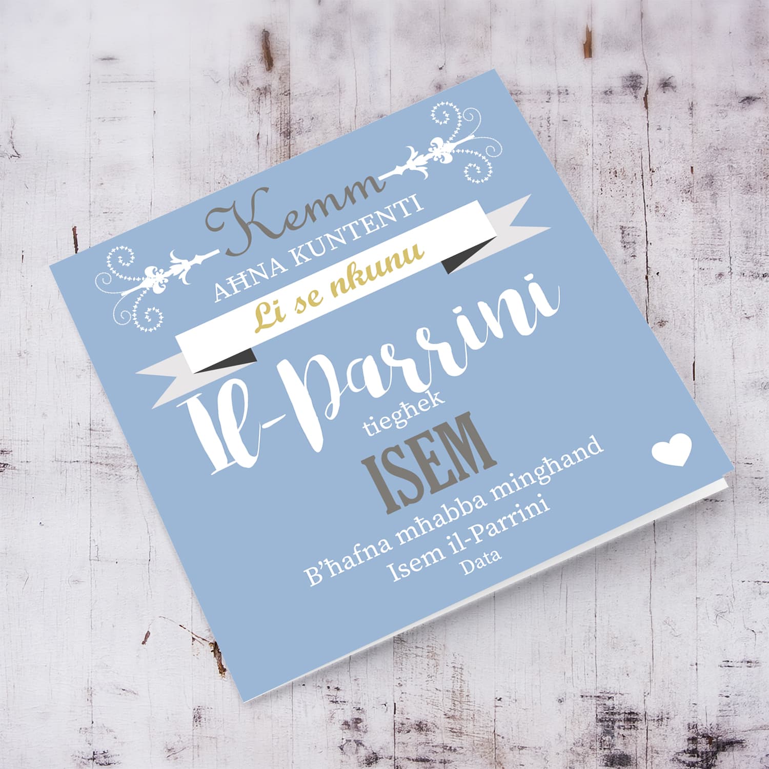 So happy to be your Godparents greeting card for boy in Maltese (Personalisable)